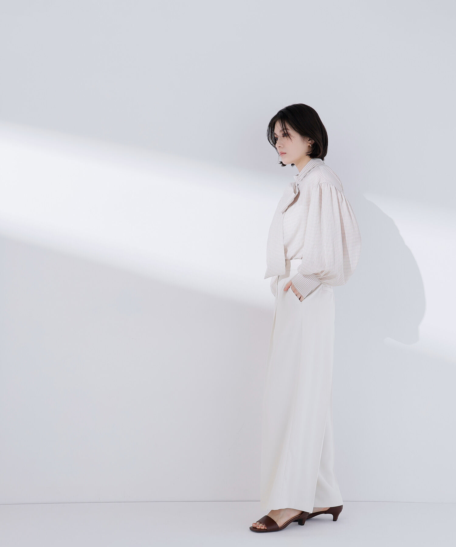  「ミニチェック2wayボウタイブラウス」|シャツ・ブラウス|