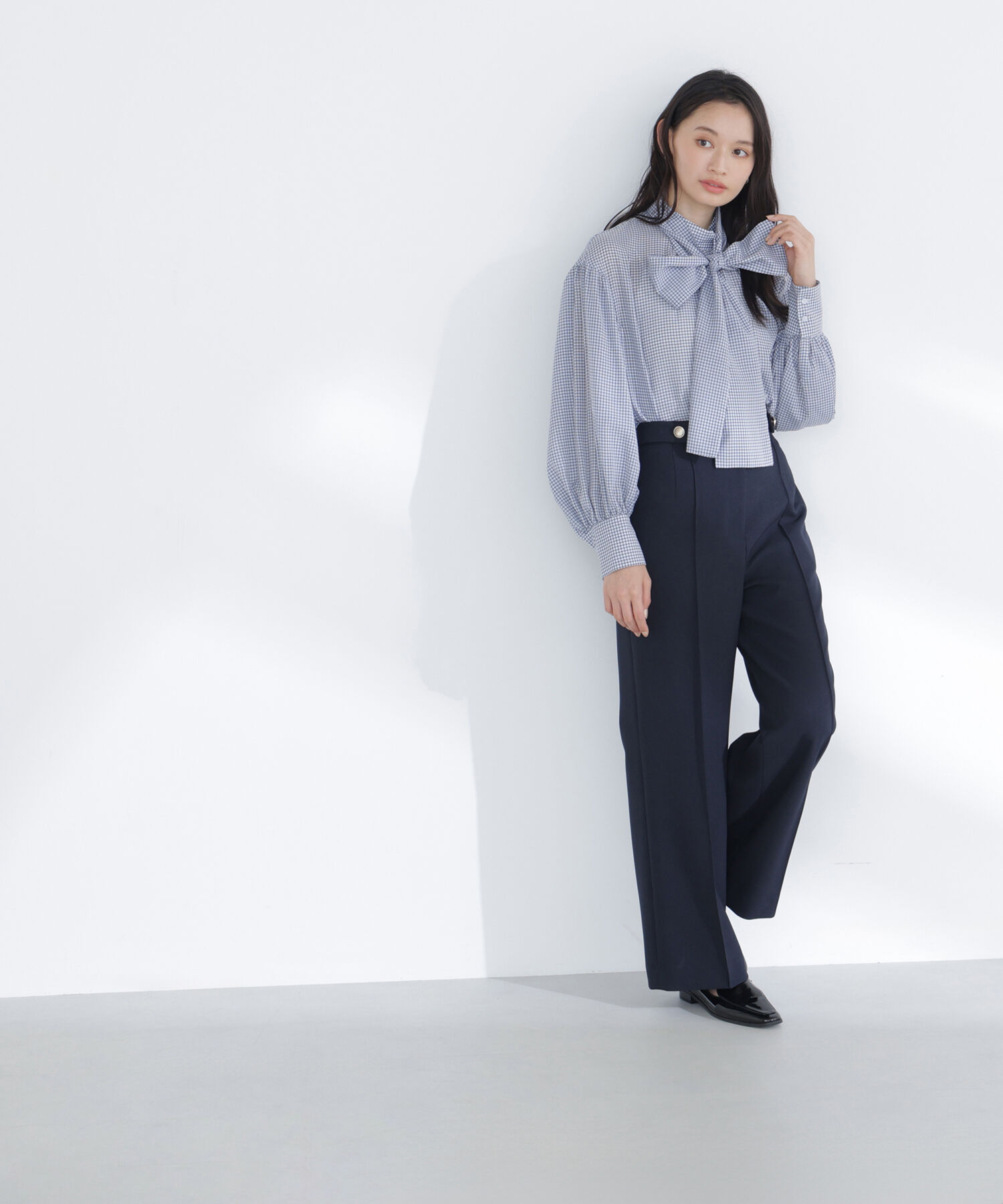  「ミニチェック2wayボウタイブラウス」|シャツ・ブラウス|