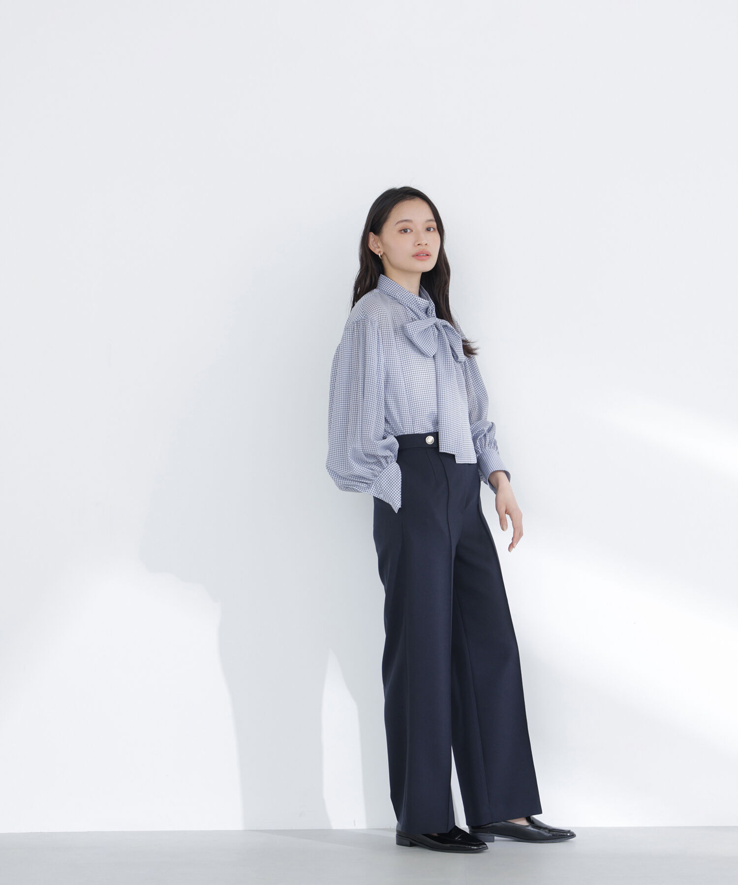  「ミニチェック2wayボウタイブラウス」|シャツ・ブラウス|