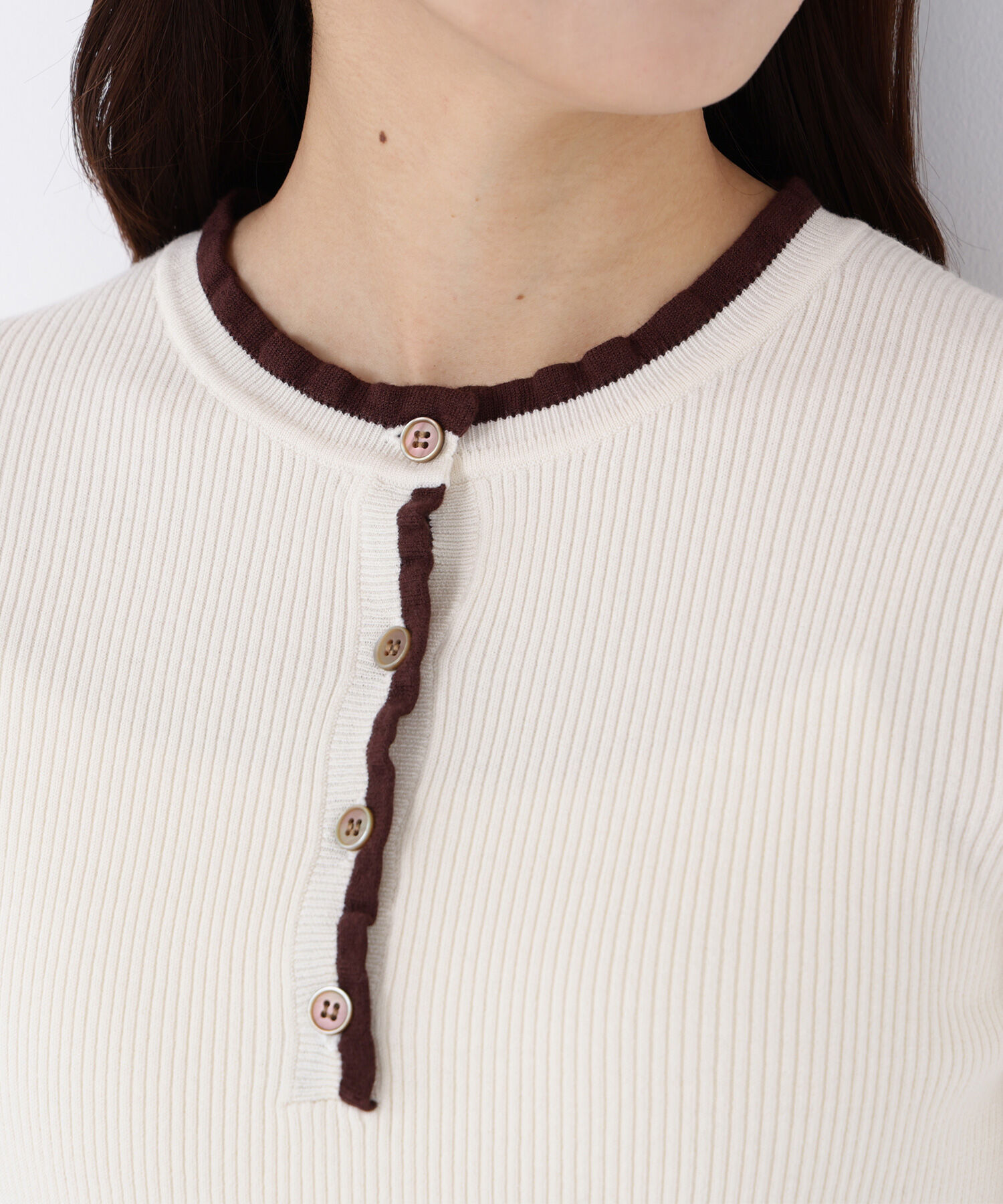  「バイカラーフリルトリムニット」|ニット・セーター|