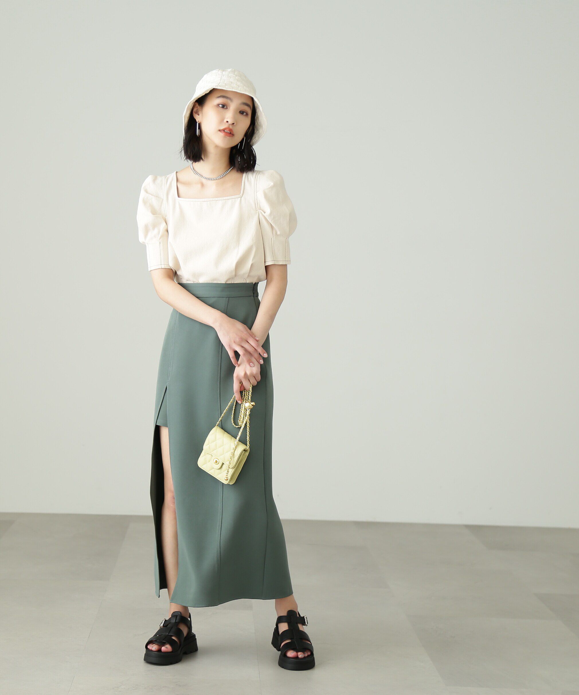  「深スリットレイヤードスカート」|スカート|