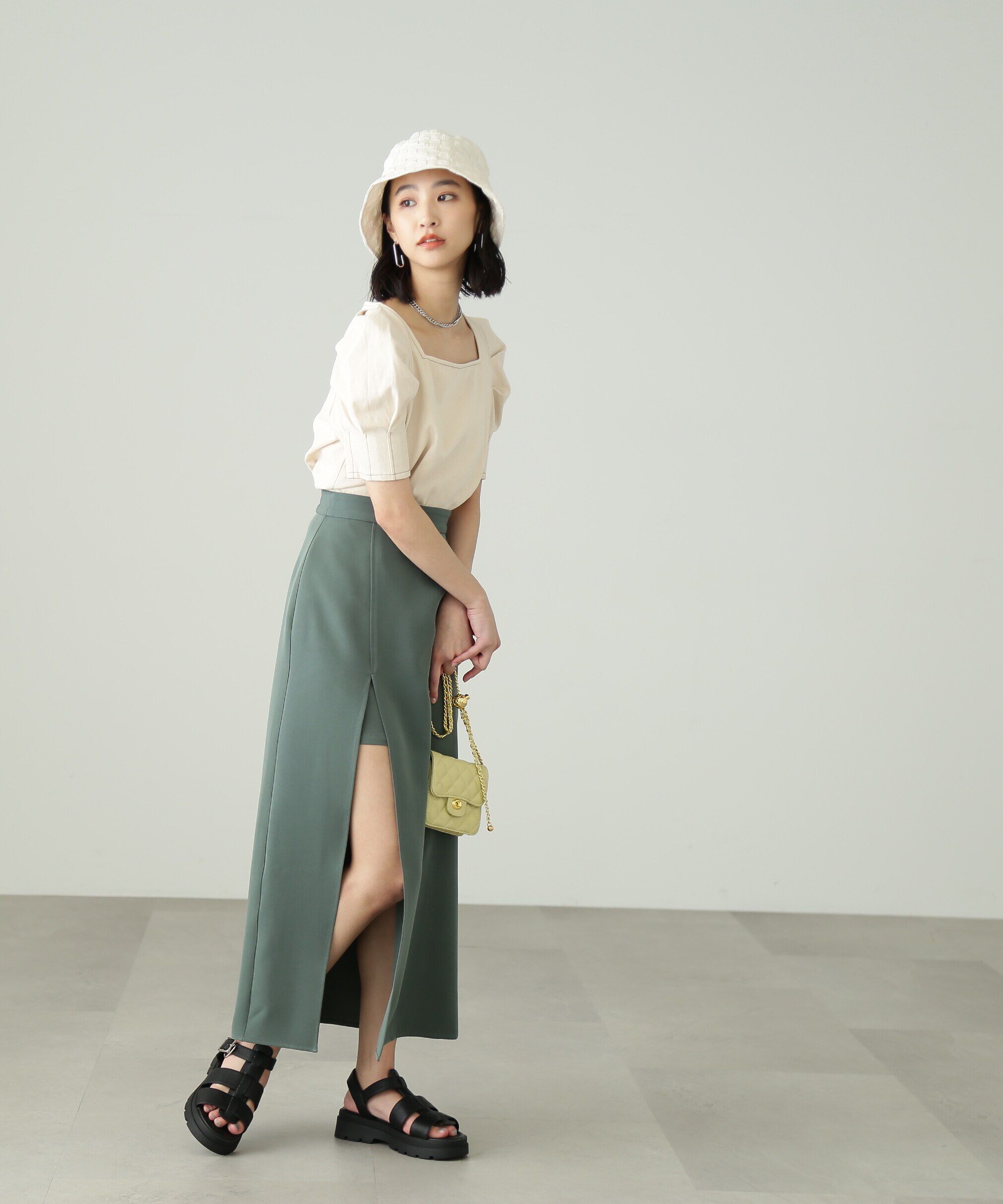  「深スリットレイヤードスカート」|スカート|