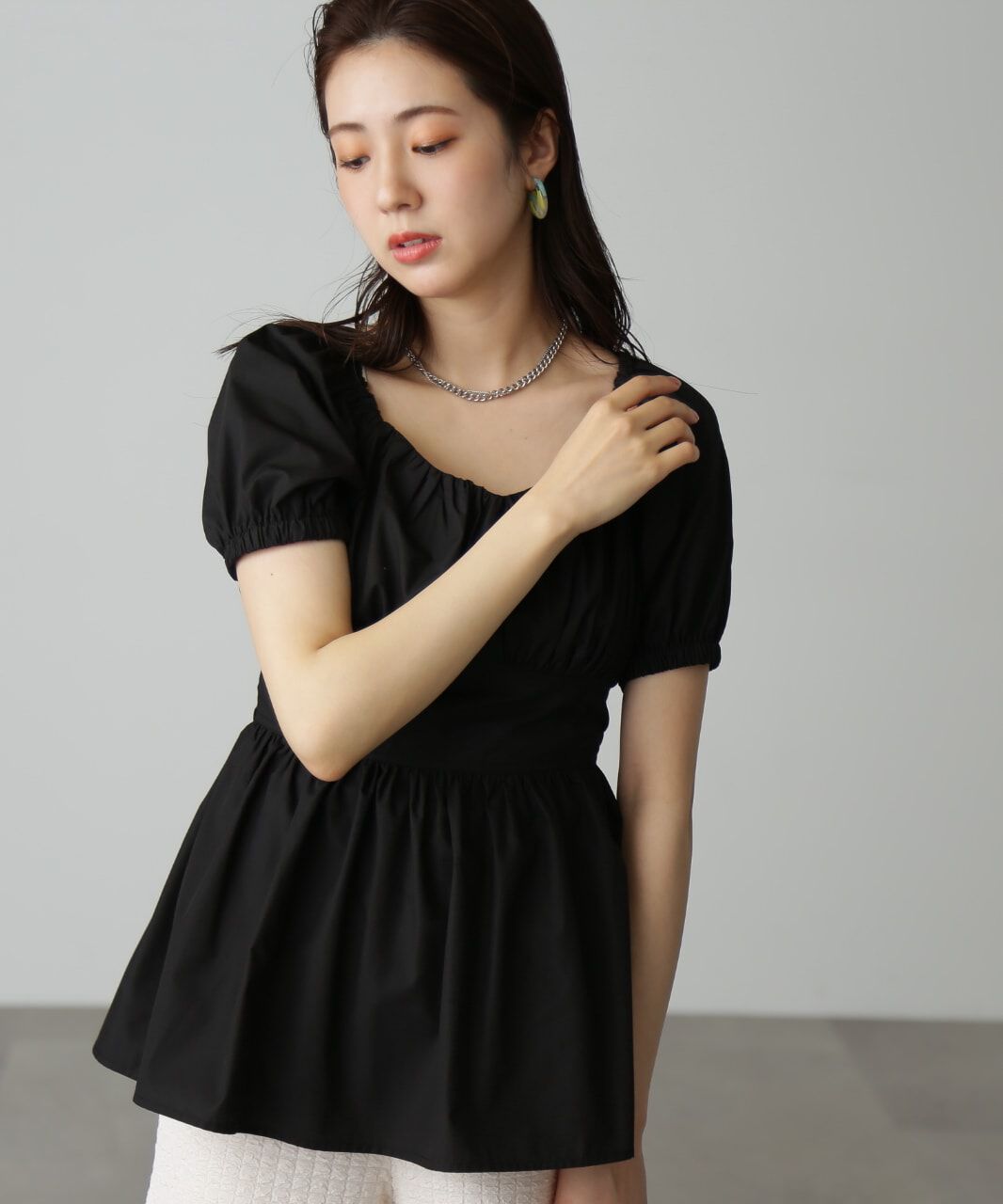  「バストギャザーチュニックブラウス」|シャツ・ブラウス|