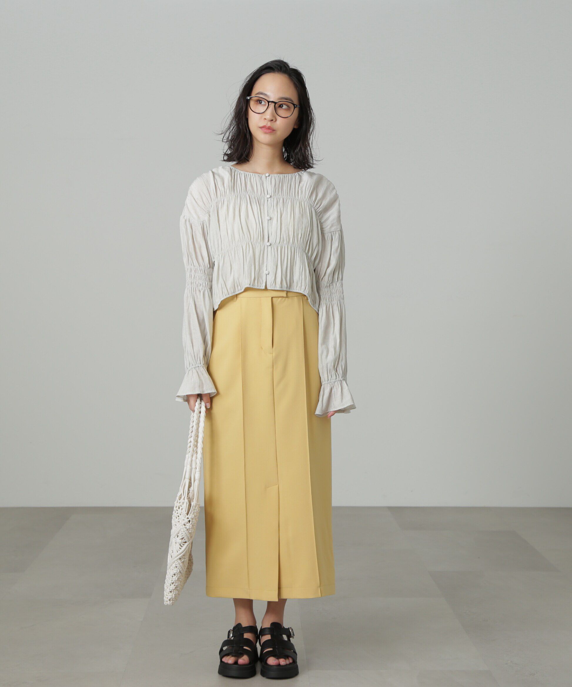  「[低身長サイズ/Sシリーズ]ピンタックナロースカート」|スカート|