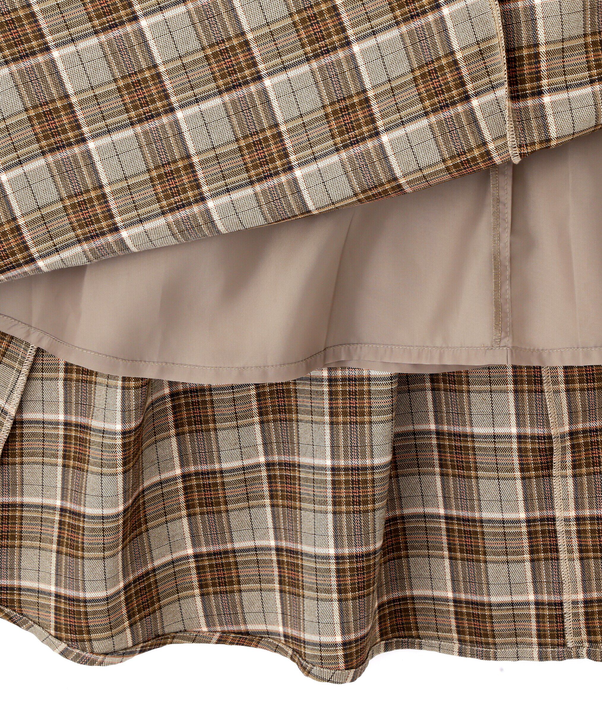  「コルセットチェックフレアスカート」|スカート|