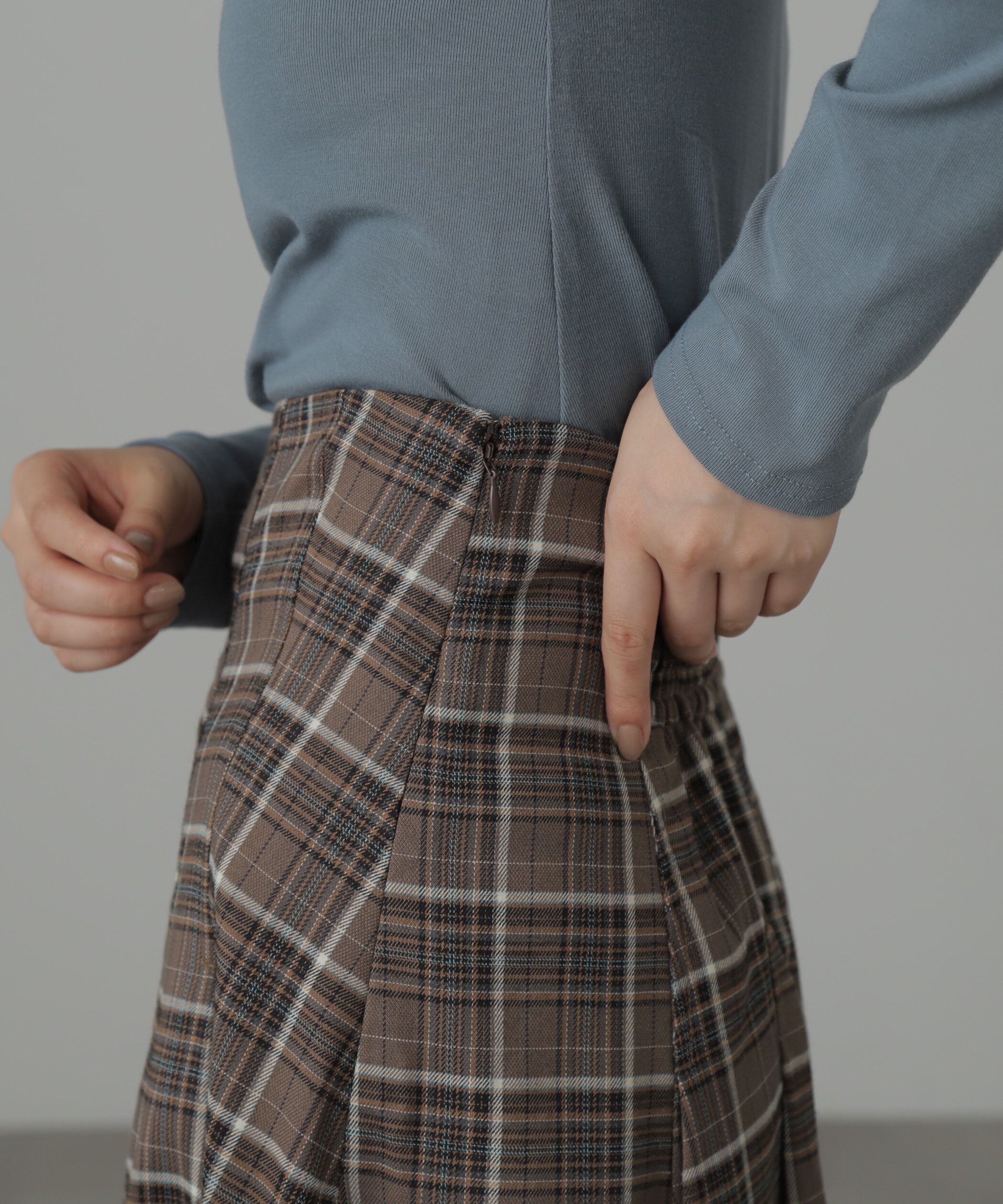  「コルセットチェックフレアスカート」|スカート|