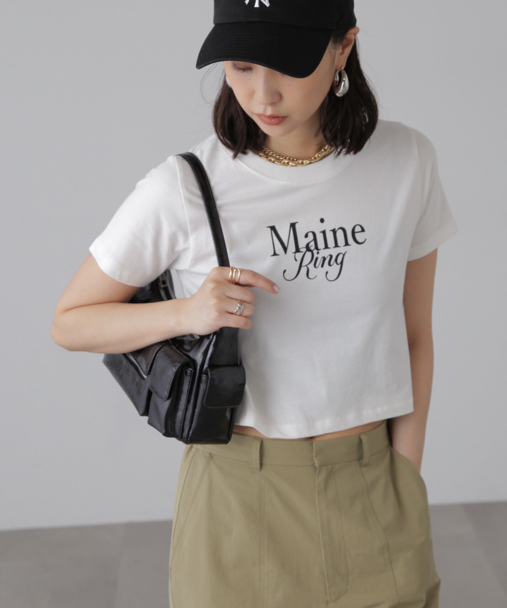  「ショート丈ロゴTシャツ」|Tシャツ・カットソー|オフ