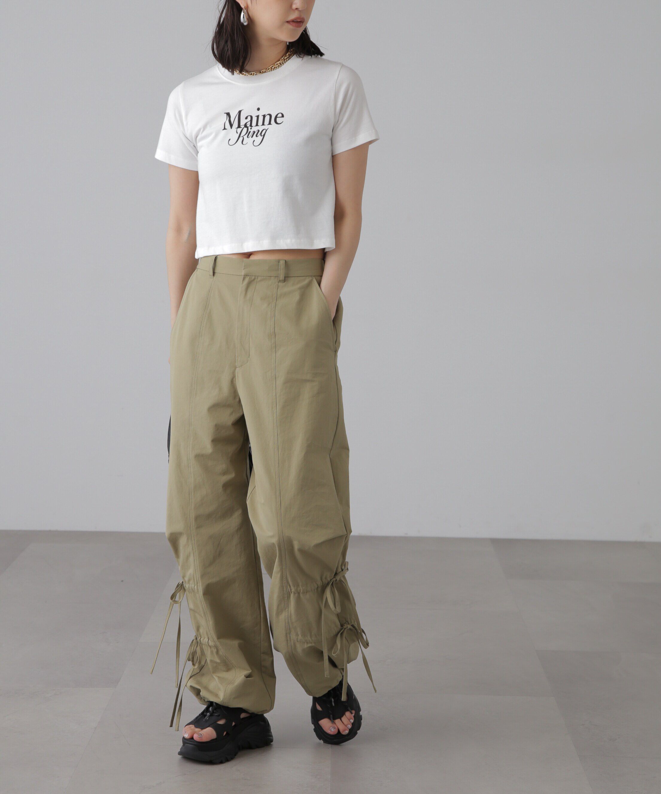  「ショート丈ロゴTシャツ」|Tシャツ・カットソー|