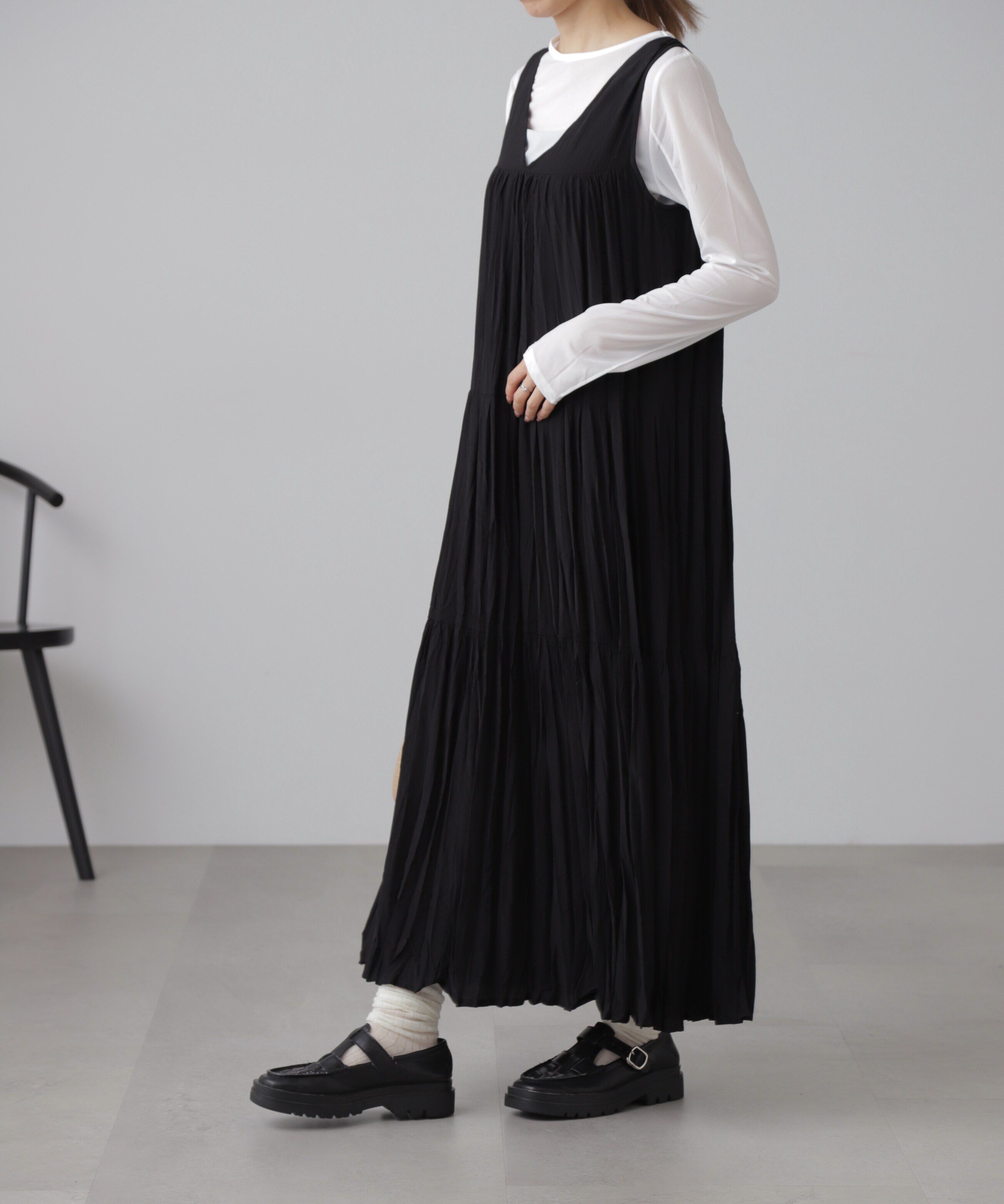  「ワッシャーティアードノースリーブワンピース」|ワンピース|