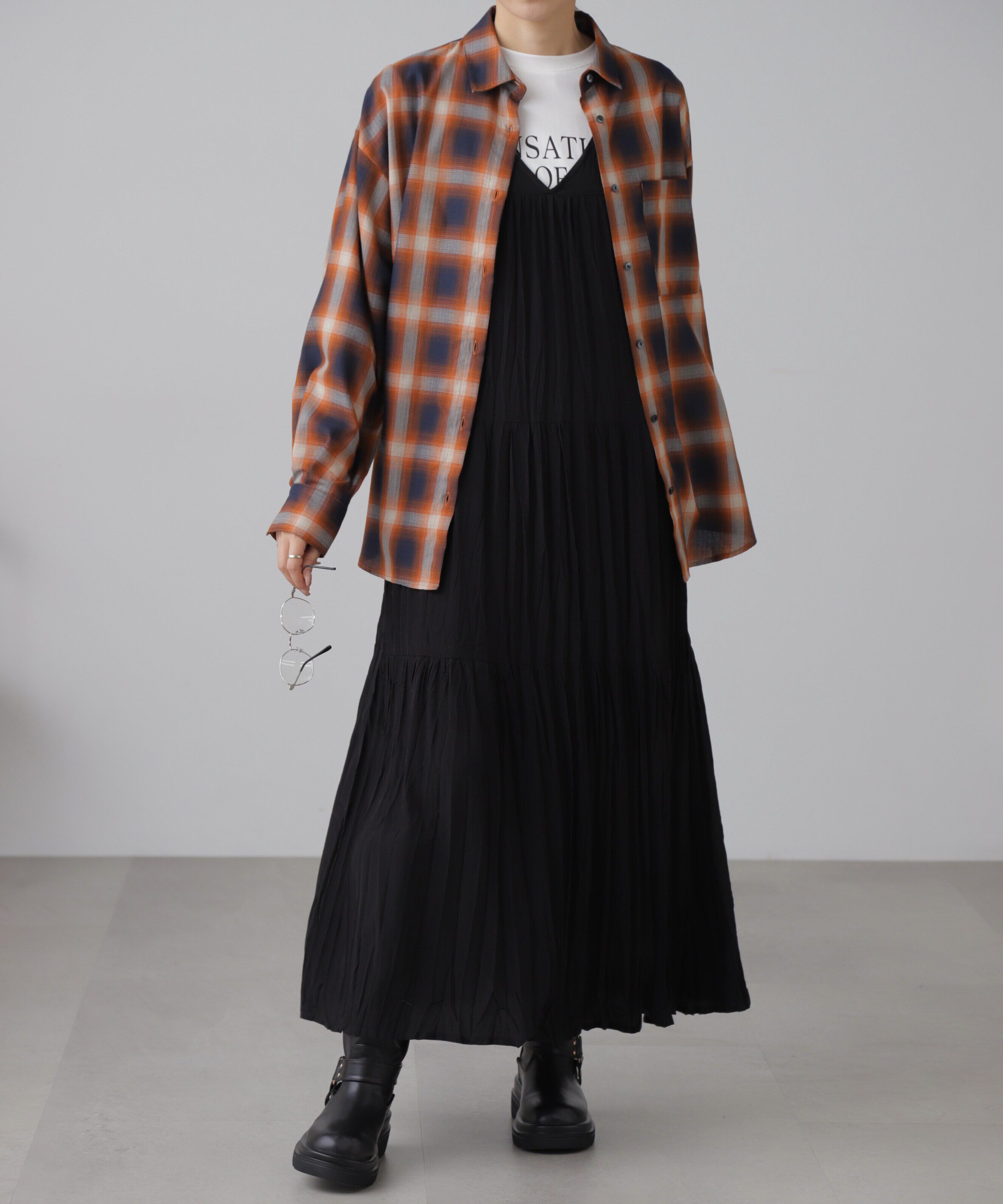  「ワッシャーティアードノースリーブワンピース」|ワンピース|