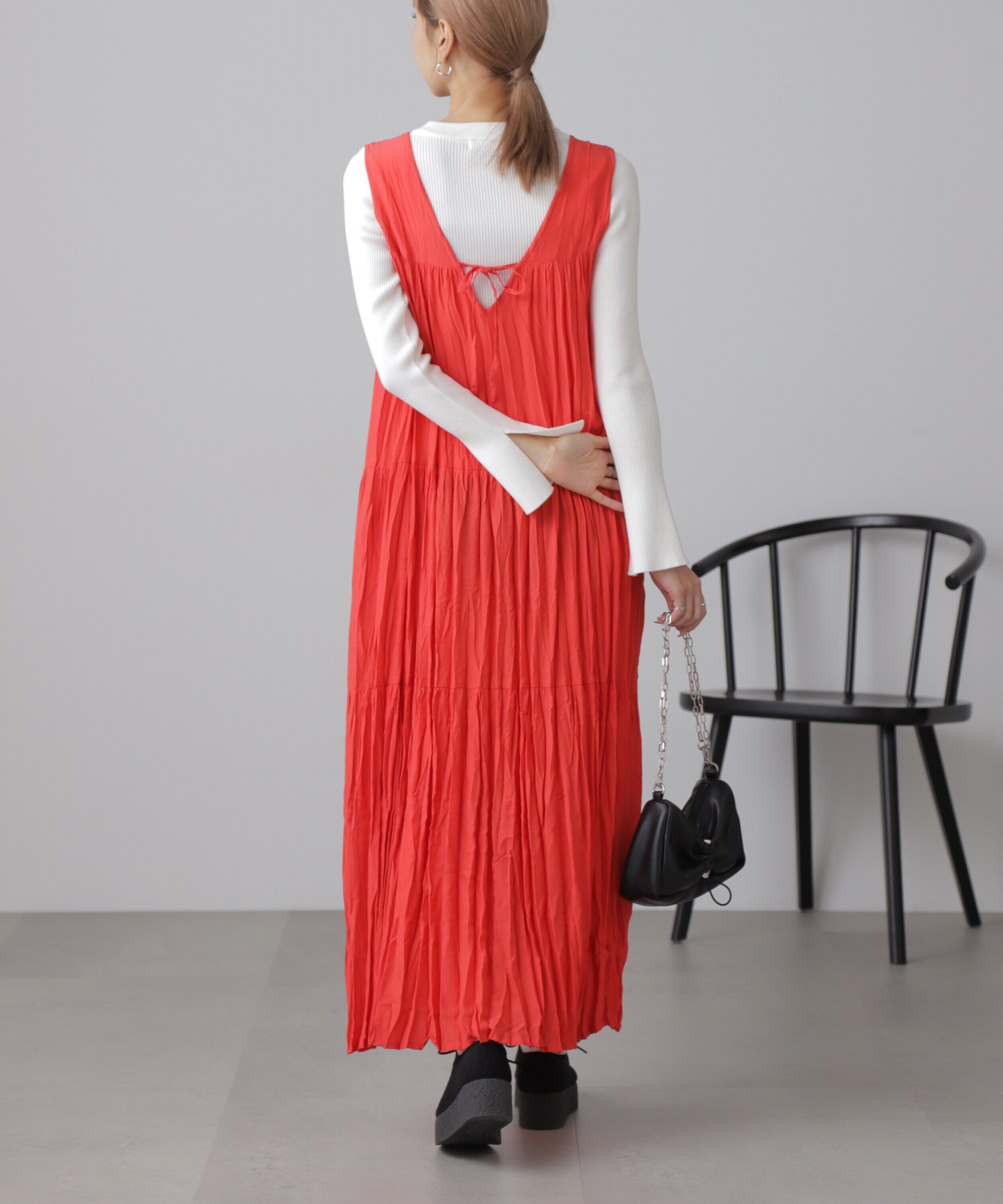  「ワッシャーティアードノースリーブワンピース」|ワンピース|