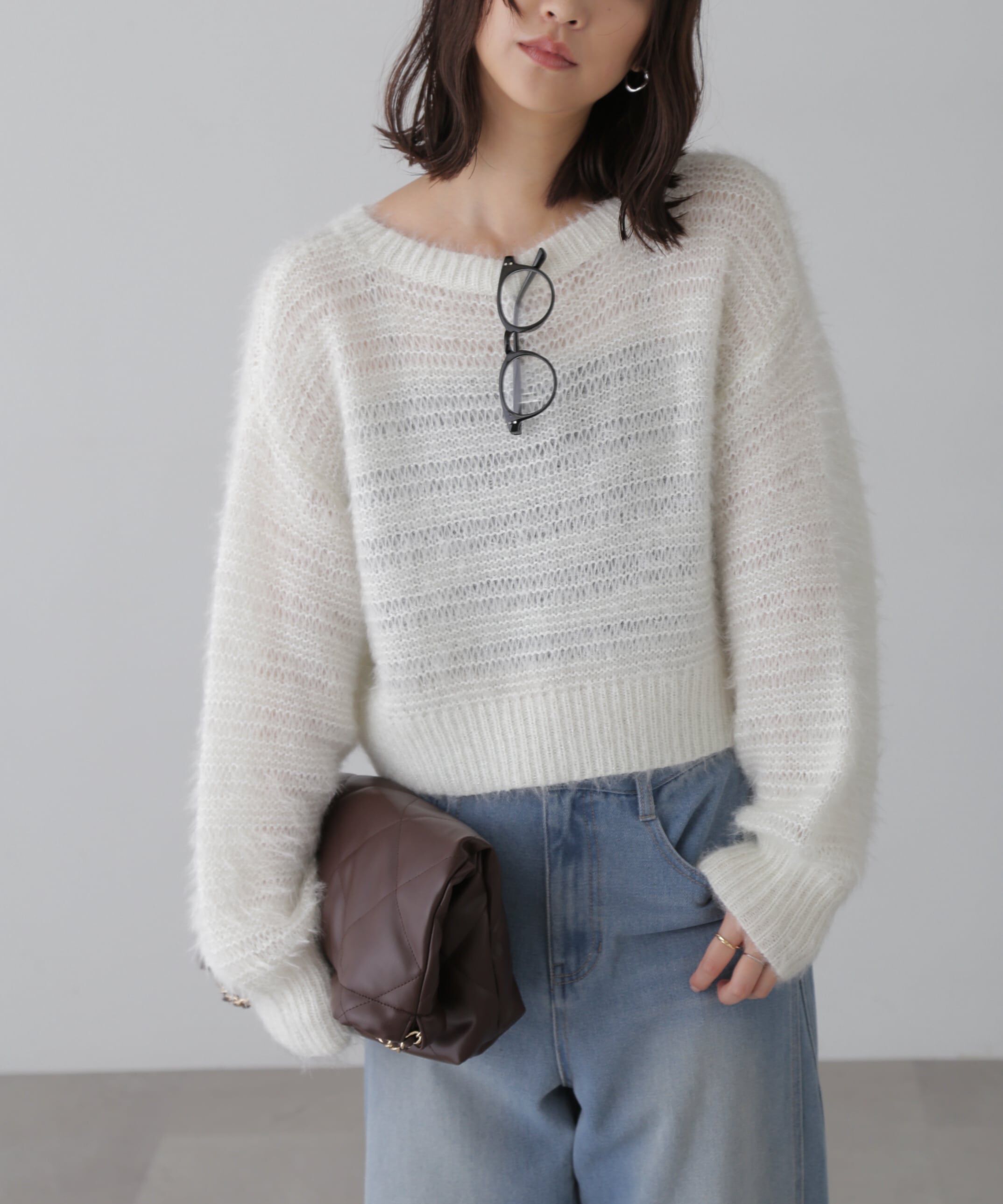  「ラメフェザーモヘヤライクニット」|ニット・セーター|