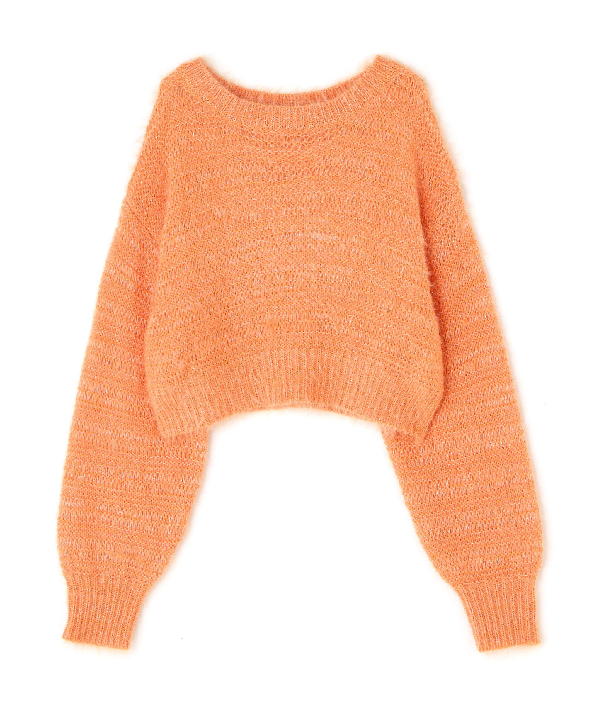  「ラメフェザーモヘヤライクニット」|ニット・セーター|オレンジ[ルミ