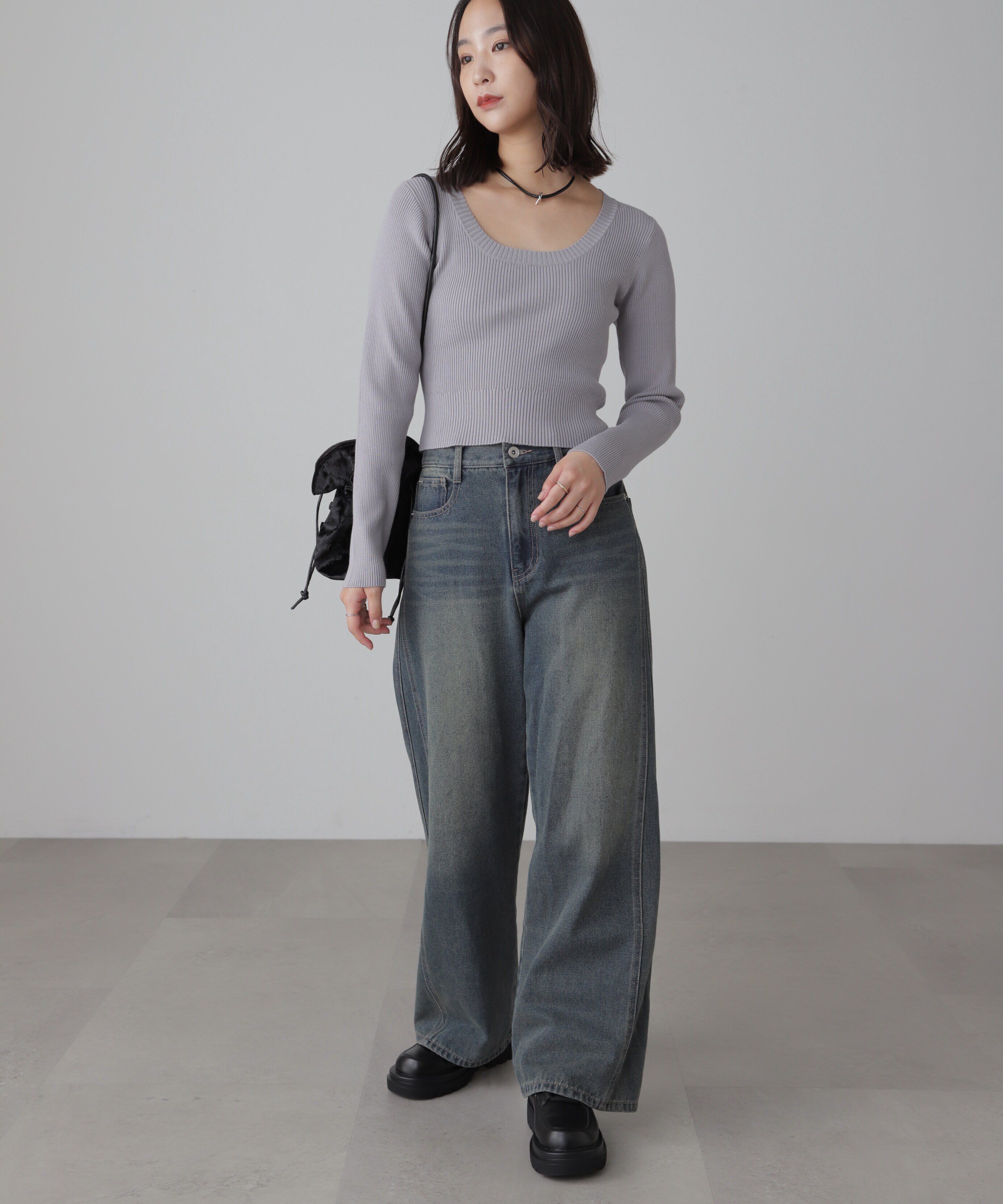  「〈洗える〉マシンウォッシャブルUネックニット」|ニット・セーター|