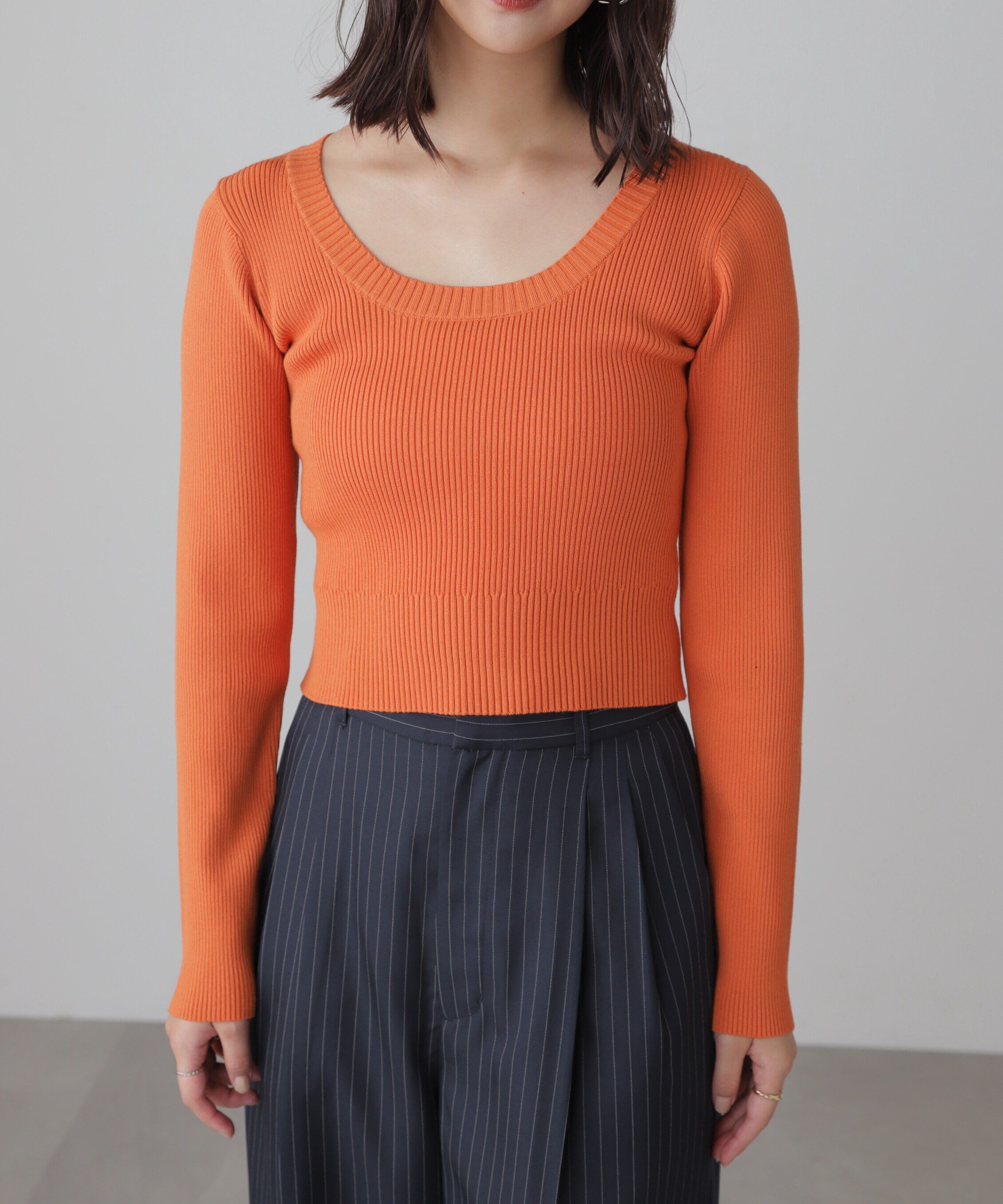  「〈洗える〉マシンウォッシャブルUネックニット」|ニット・セーター|