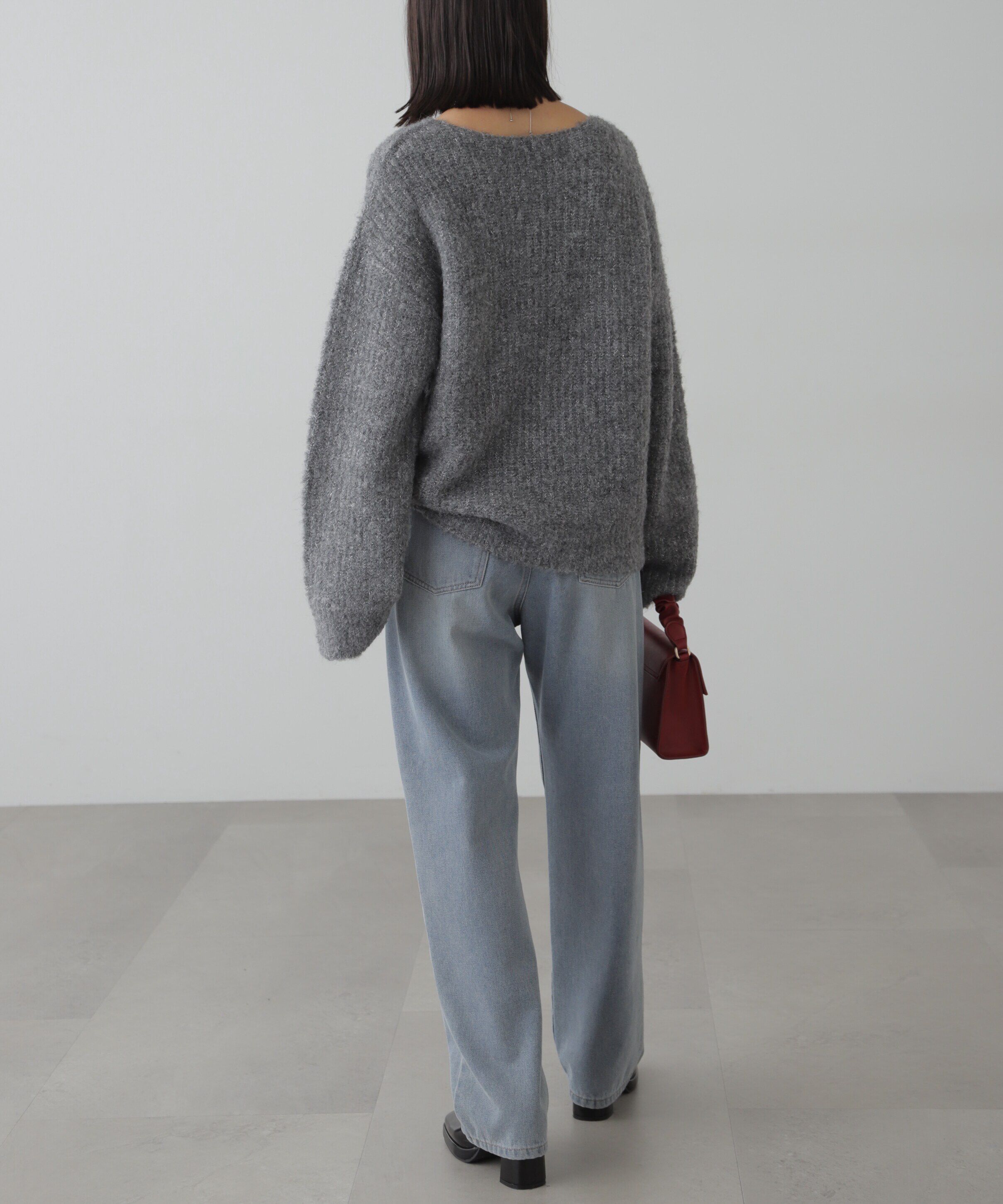  「ラメミックスブークレー畦ニット」|ニット・セーター|