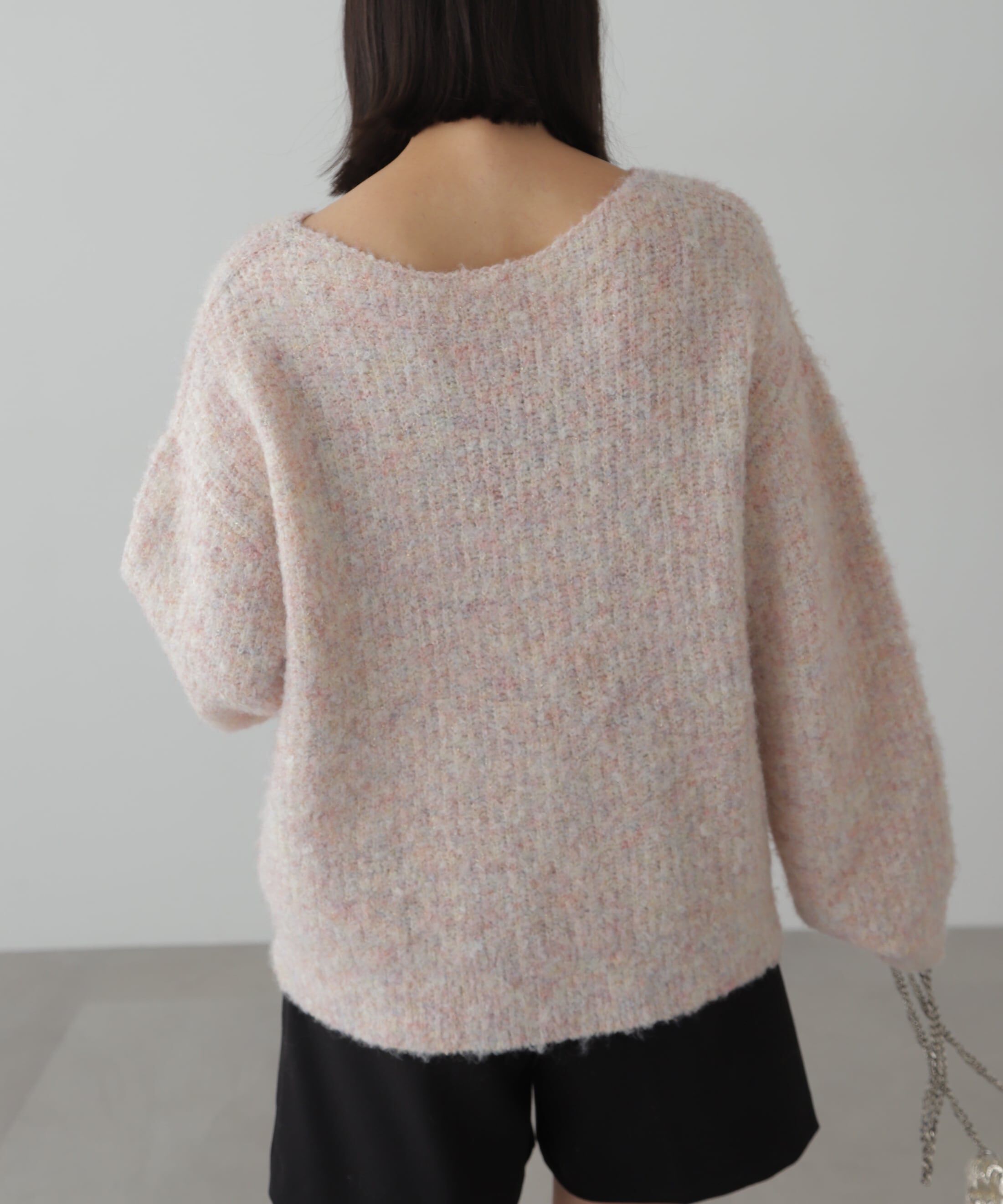  「ラメミックスブークレー畦ニット」|ニット・セーター|