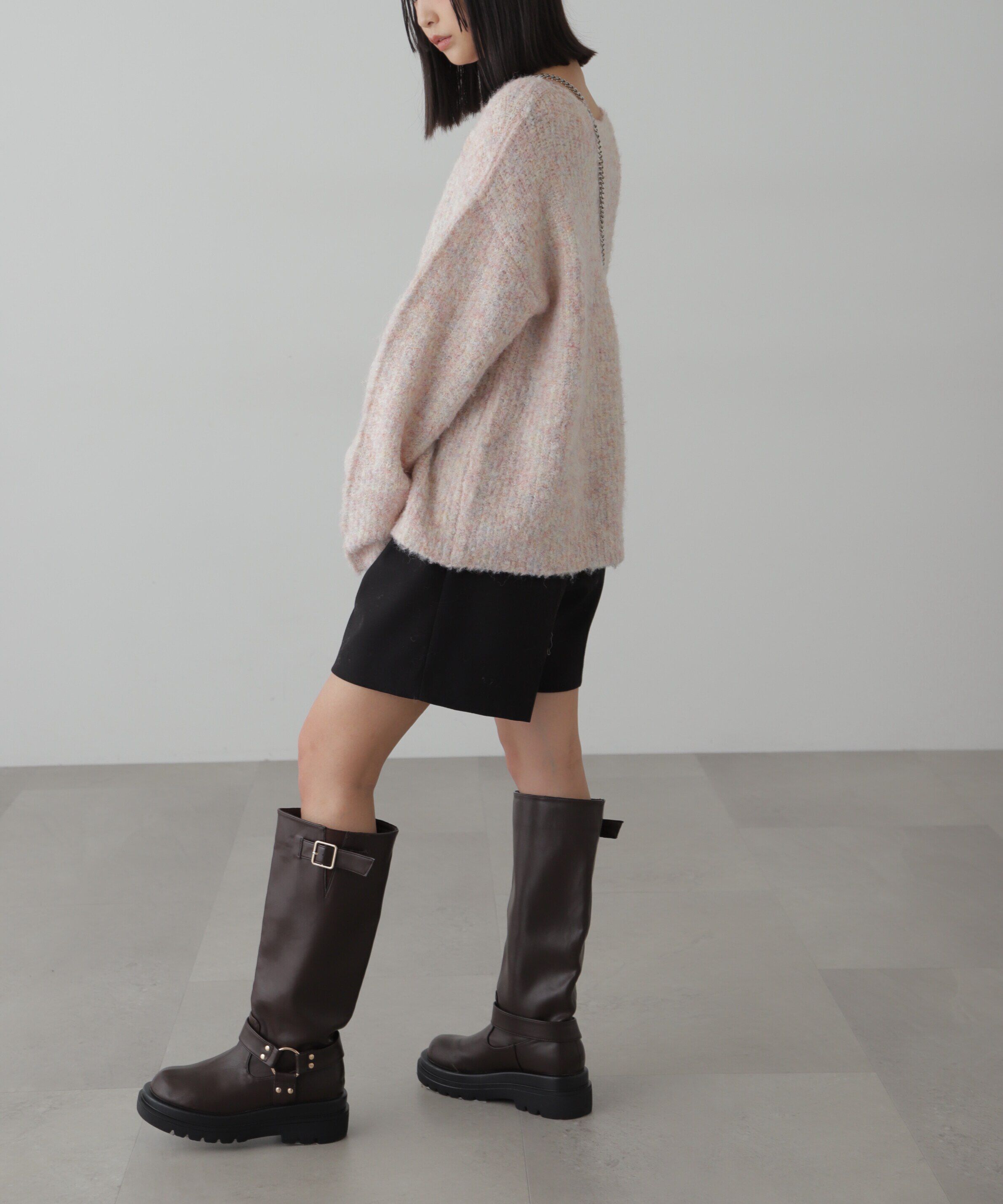  「ラメミックスブークレー畦ニット」|ニット・セーター|