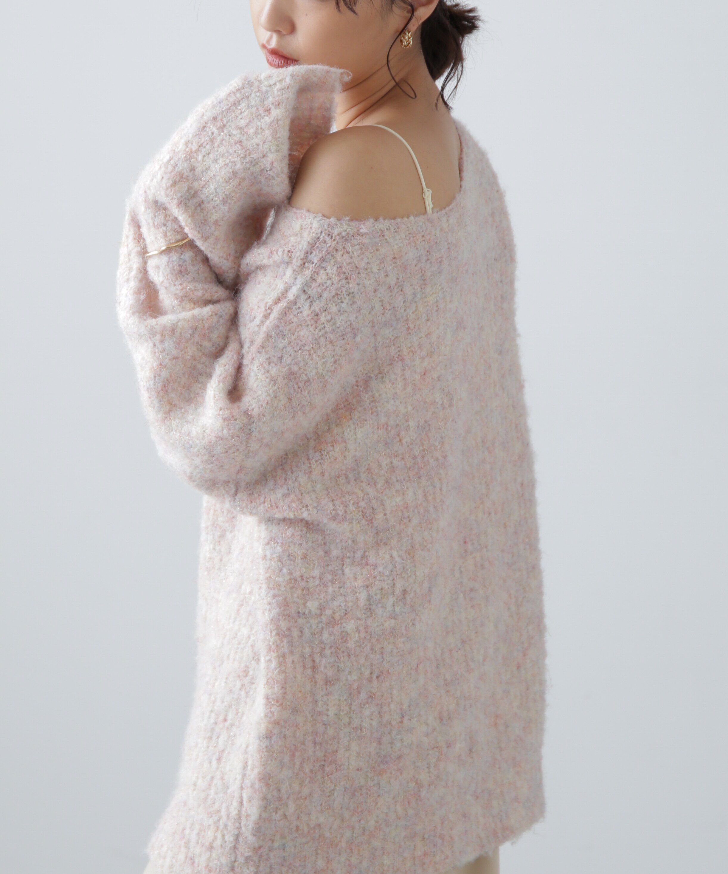  「ラメミックスブークレー畦ニット」|ニット・セーター|