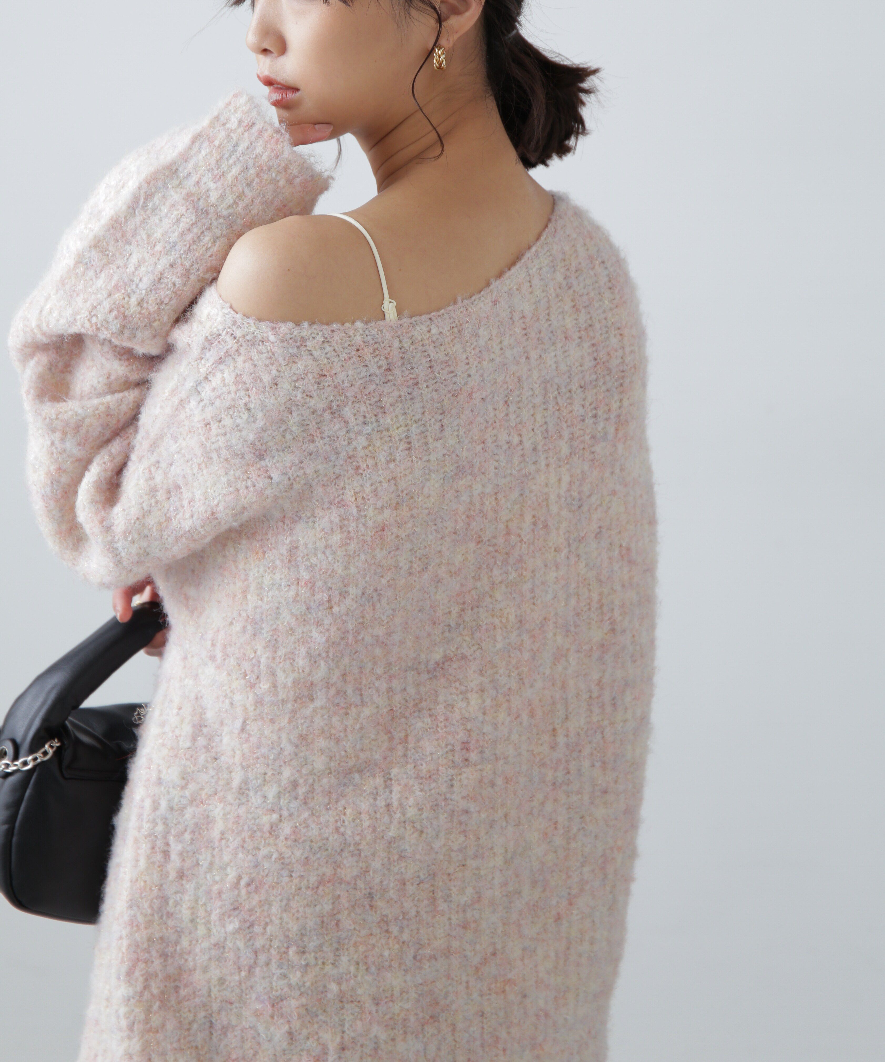  「ラメミックスブークレー畦ニット」|ニット・セーター|