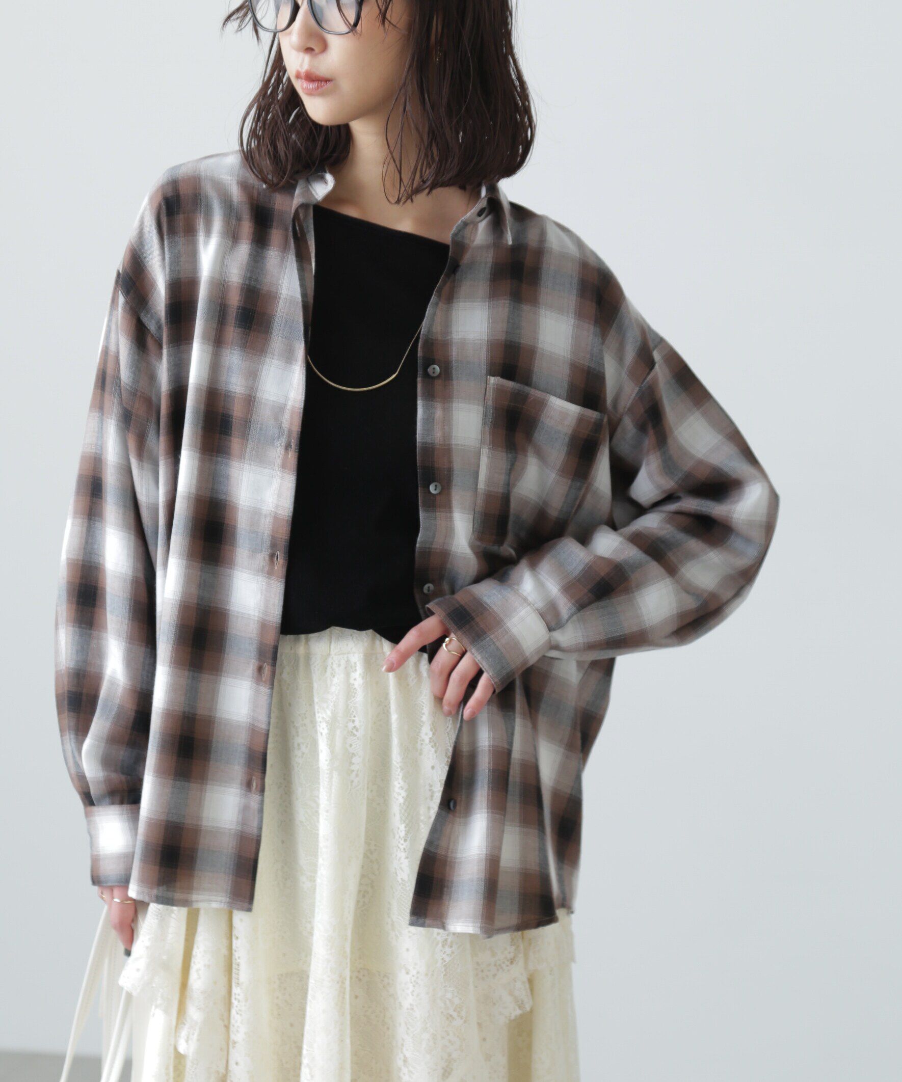  「オンブレチェックビッグシャツ」|シャツ・ブラウス|