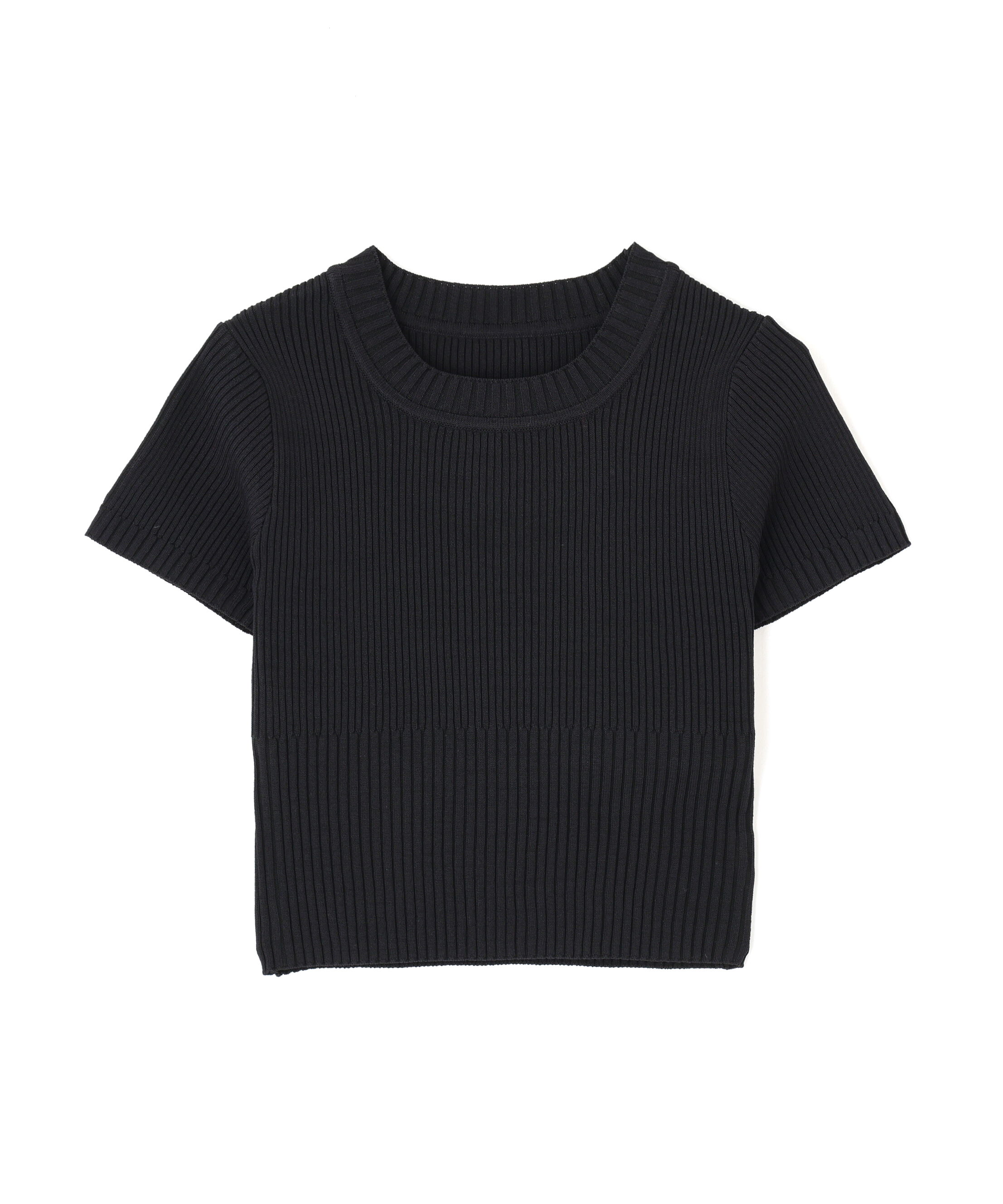  「ショート丈クルーネックリブニット」|ニット・セーター|