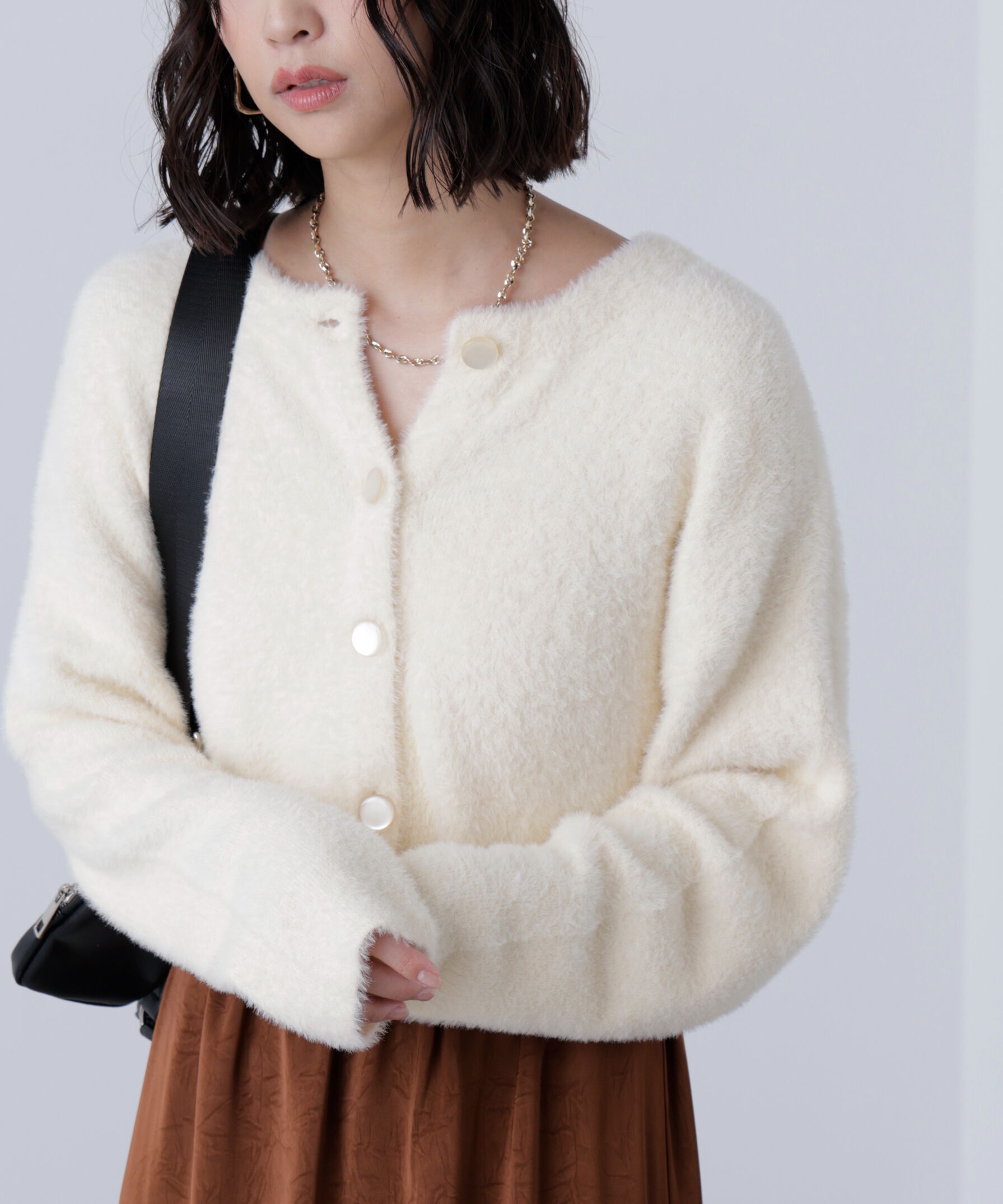  「前後2wayショートシャギー短丈ニット」|ニット・セーター|