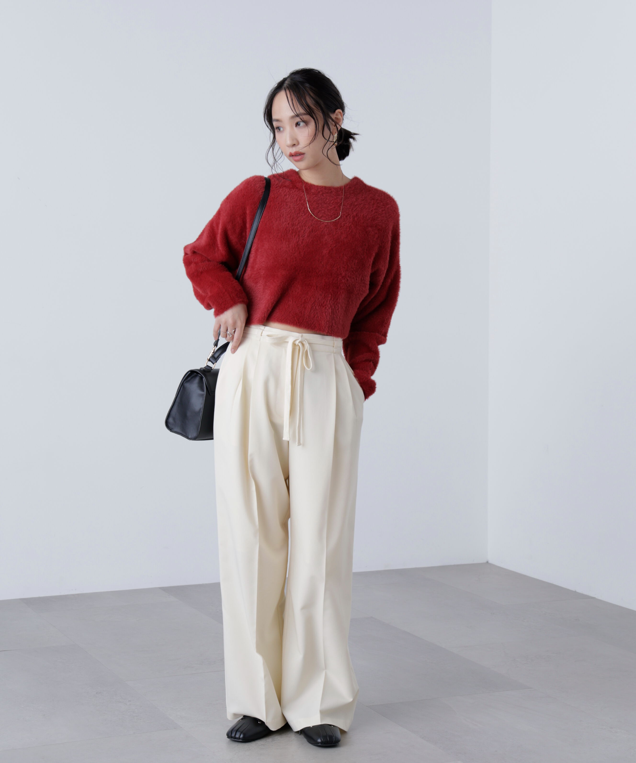  「前後2wayショートシャギー短丈ニット」|ニット・セーター|