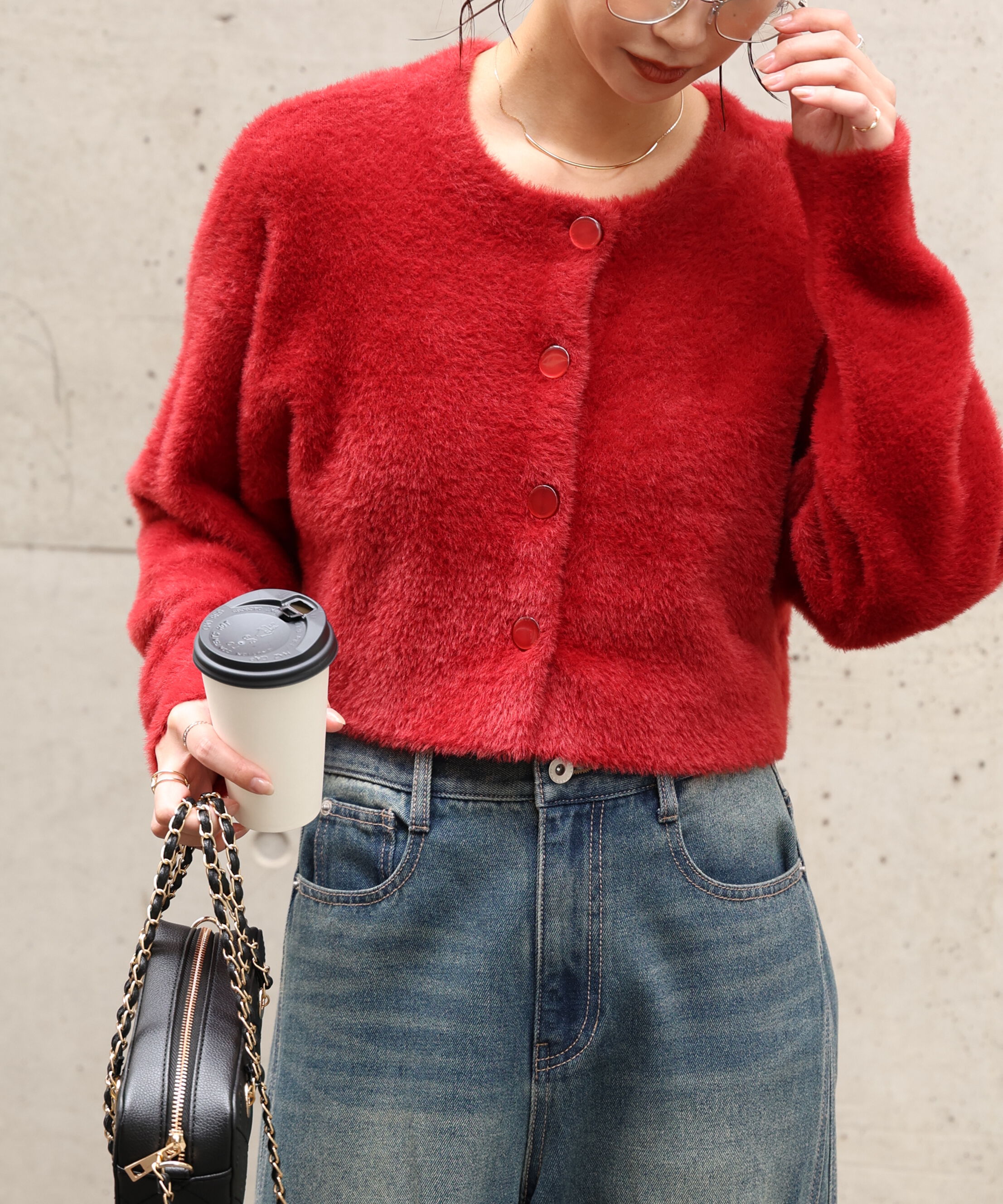  「前後2wayショートシャギー短丈ニット」|ニット・セーター|