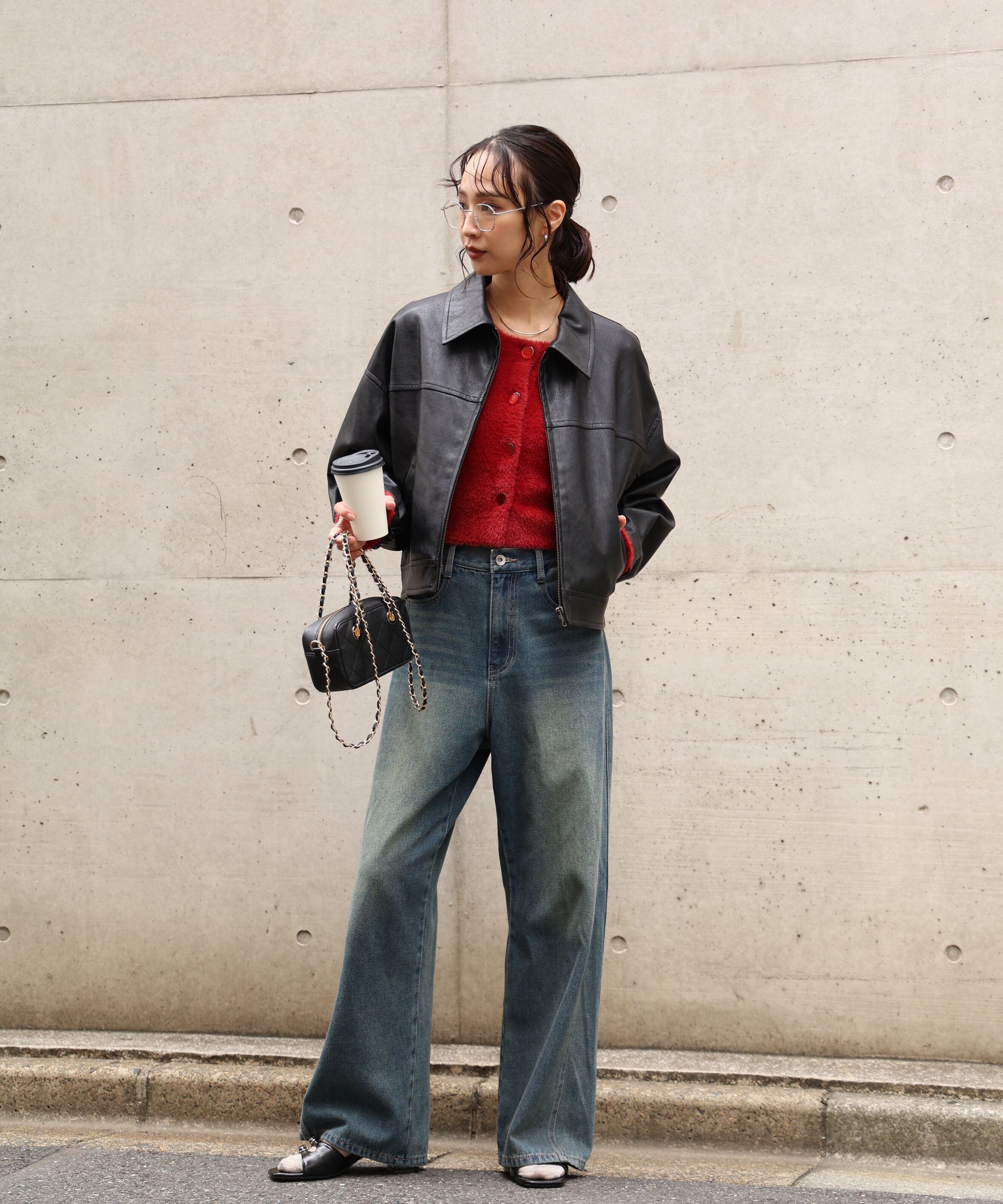  「前後2wayショートシャギー短丈ニット」|ニット・セーター|