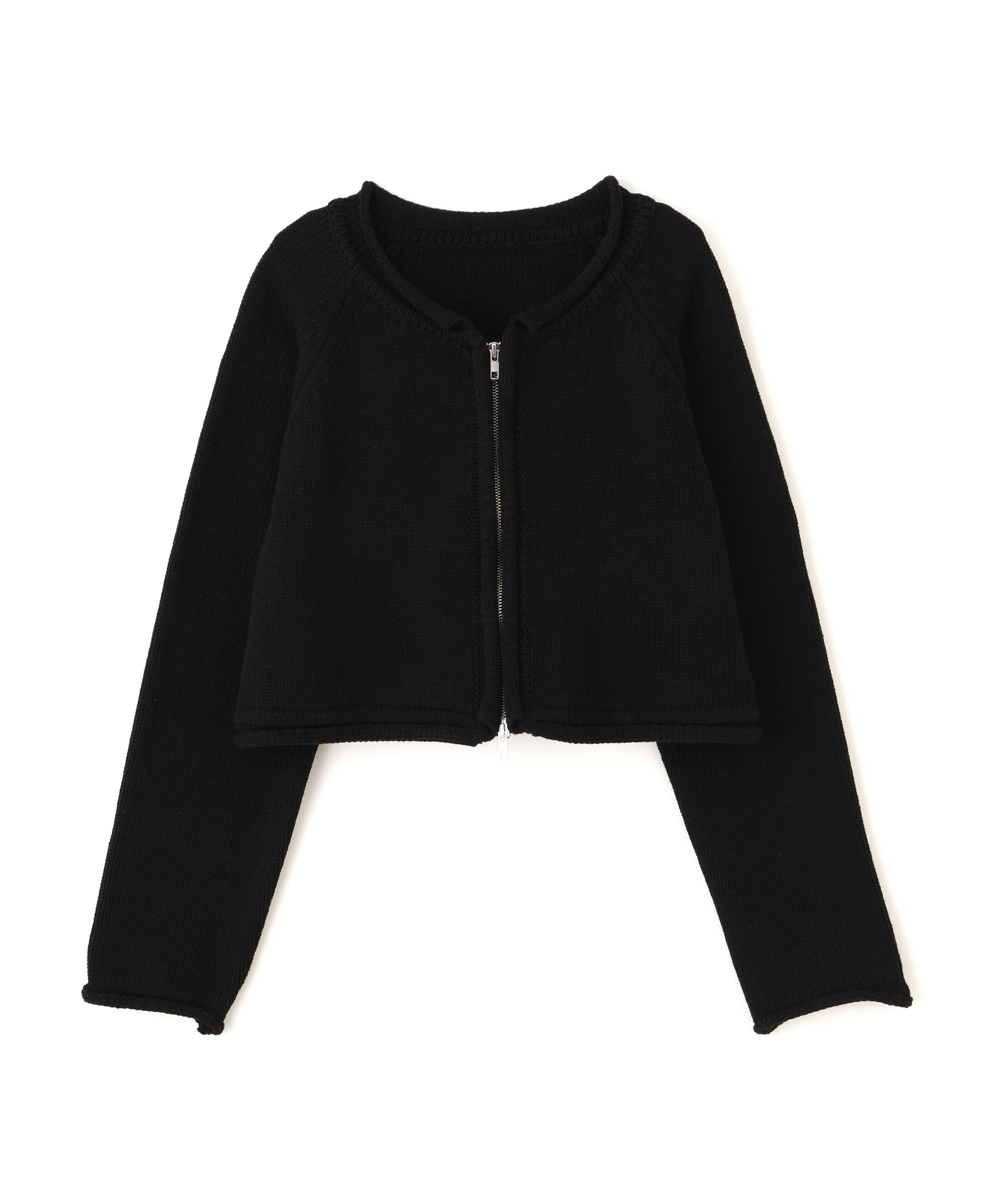  「ロールアップ短丈ジップカーディガン」|ニット・セーター|