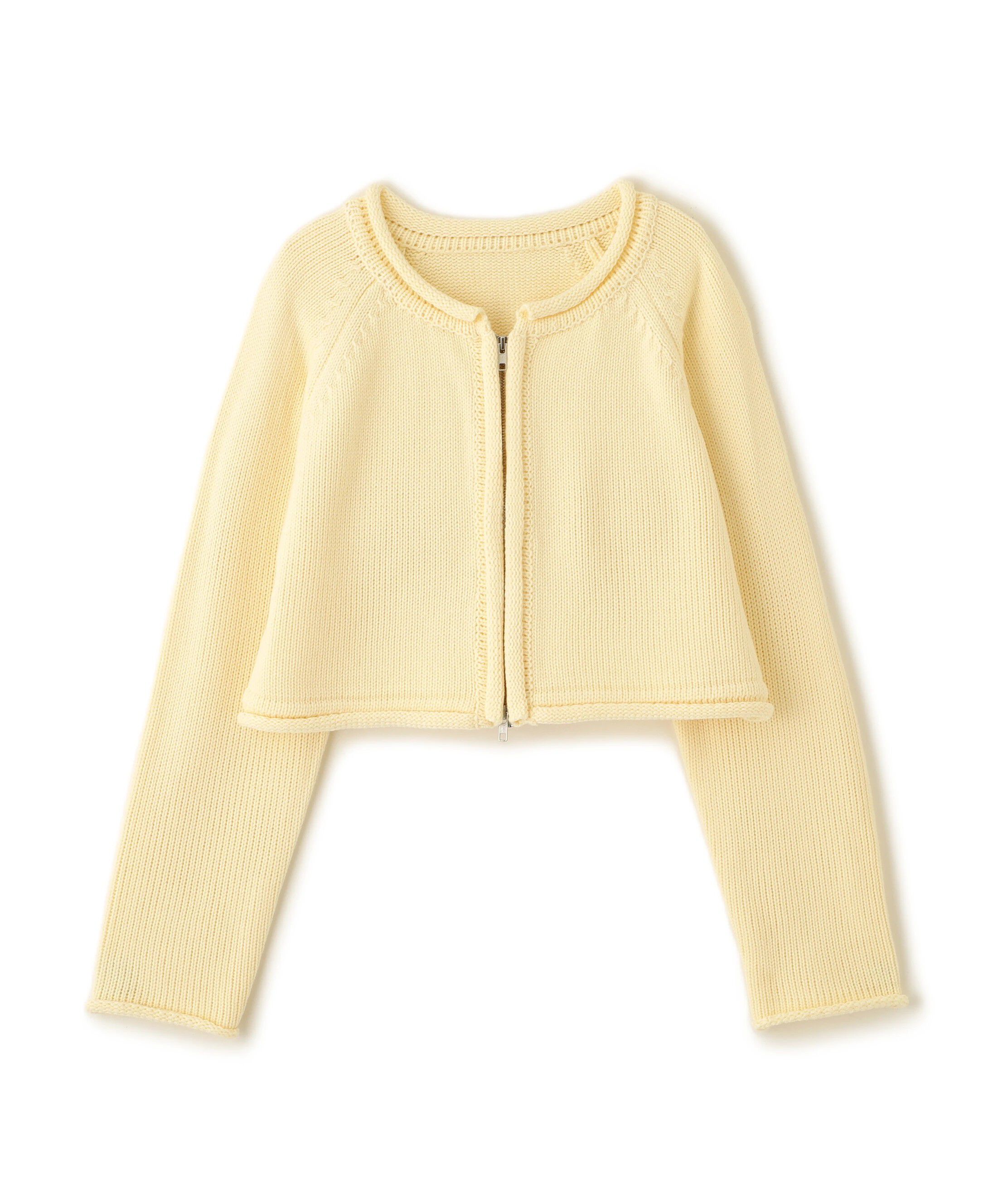  「ロールアップ短丈ジップカーディガン」|ニット・セーター|