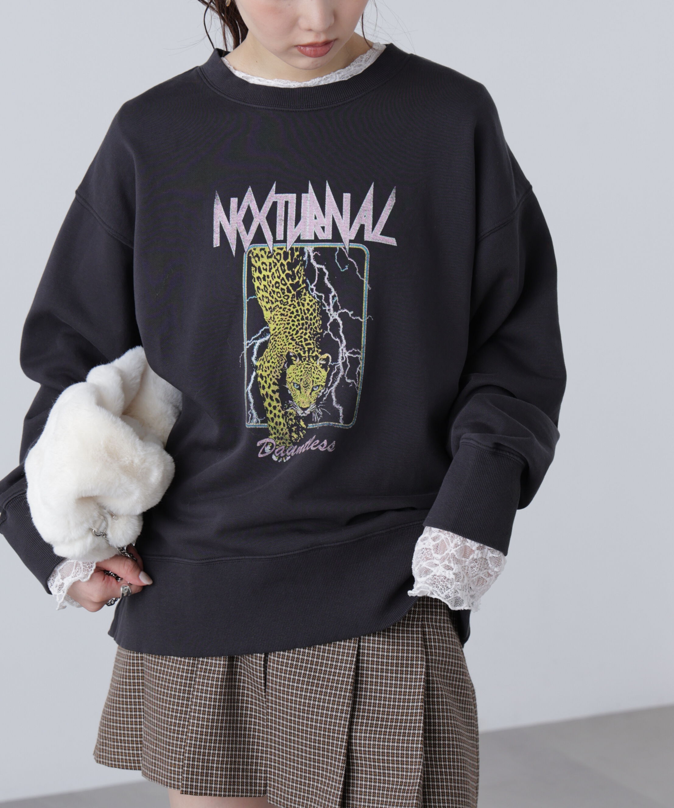  「ロックプリントスウェット」|Tシャツ・カットソー|ブラック