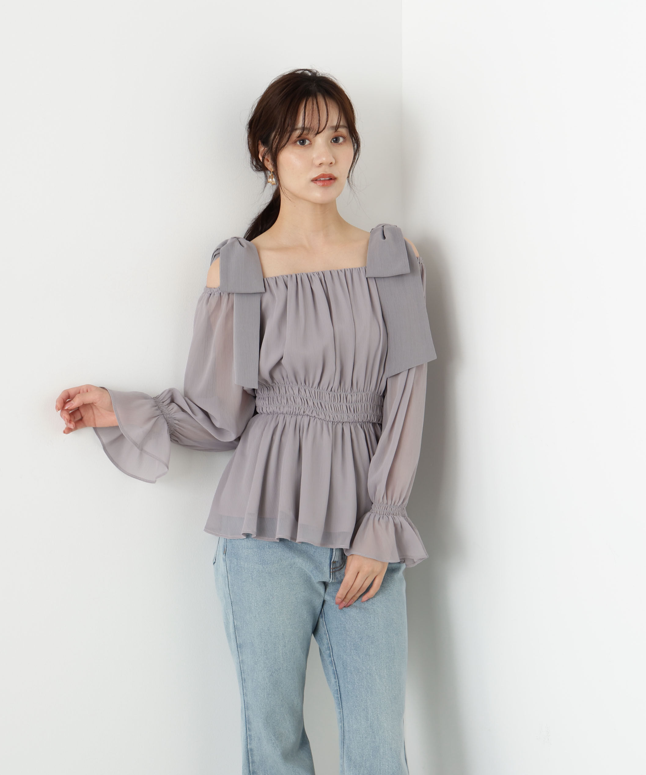 PROPORTION BODY DRESSING「ショルダーリボンシャーリングブラウス」|シャツ・ブラウス|