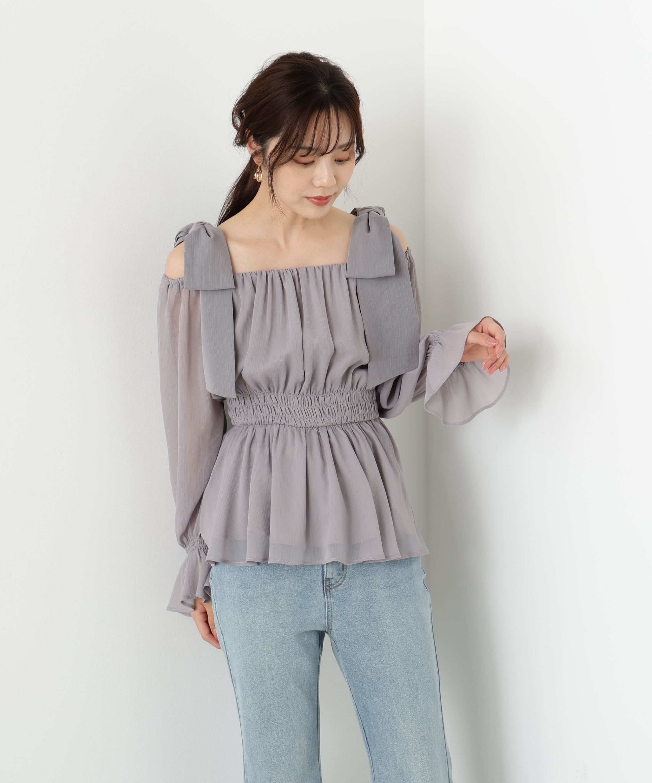 PROPORTION BODY DRESSING「ショルダーリボンシャーリングブラウス」|シャツ・ブラウス|