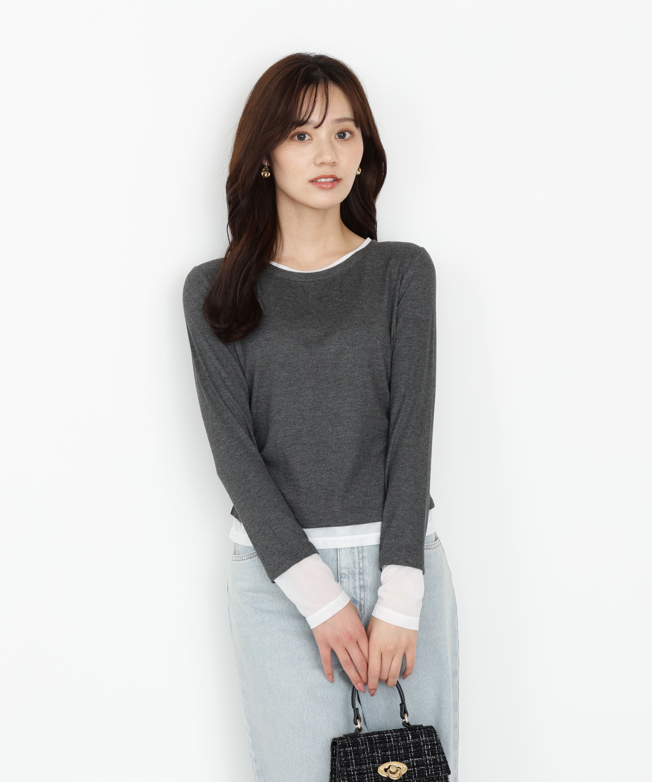 PROPORTION BODY DRESSING「＜ウォッシャブル＞レイヤード風テレコ」|Tシャツ・カットソー|