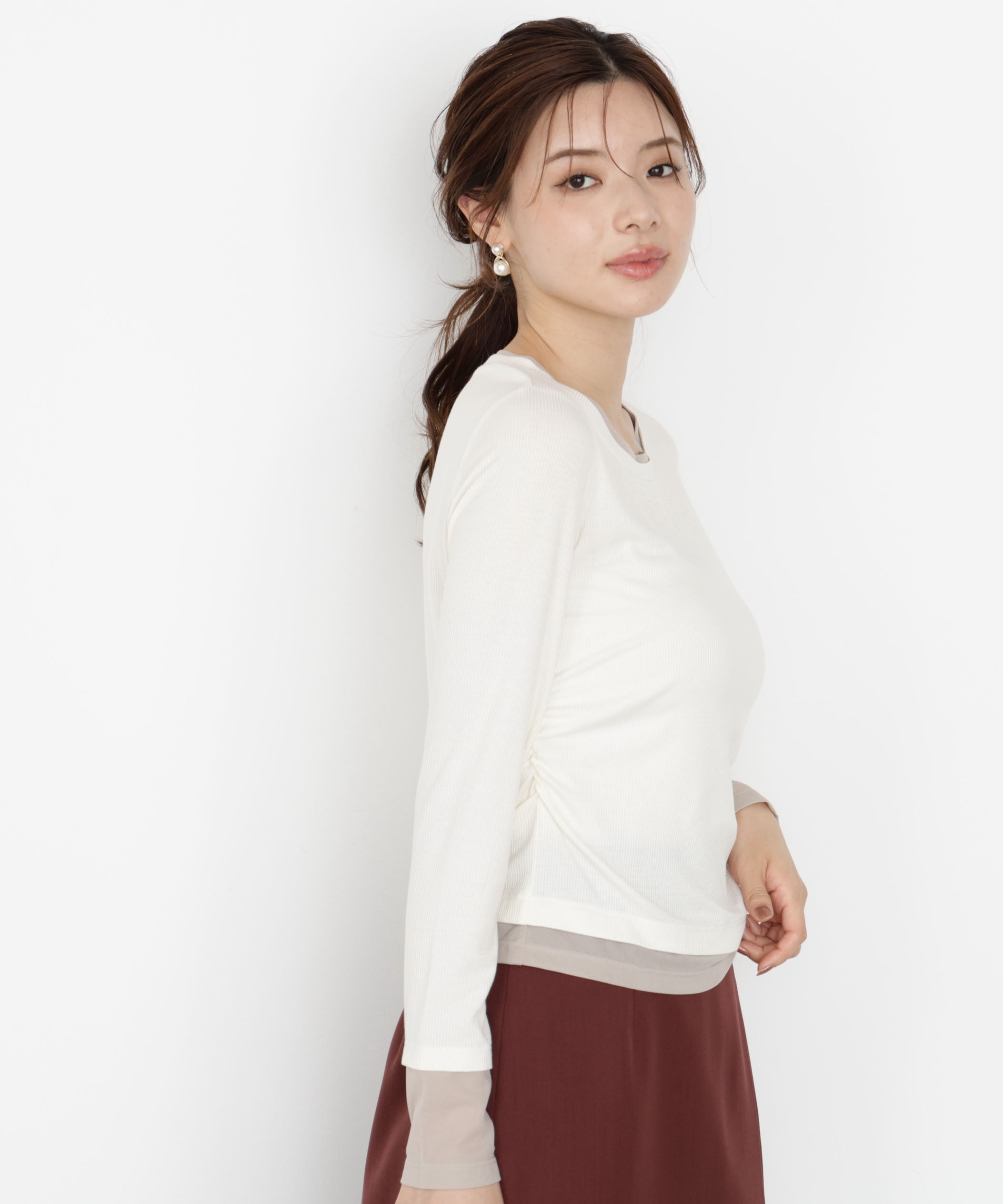 PROPORTION BODY DRESSING「＜ウォッシャブル＞レイヤード風テレコ」|Tシャツ・カットソー|