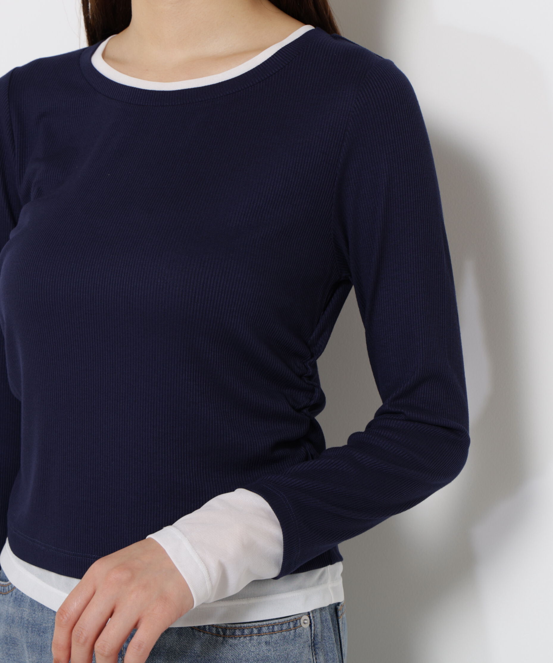 PROPORTION BODY DRESSING「＜ウォッシャブル＞レイヤード風テレコ」|Tシャツ・カットソー|