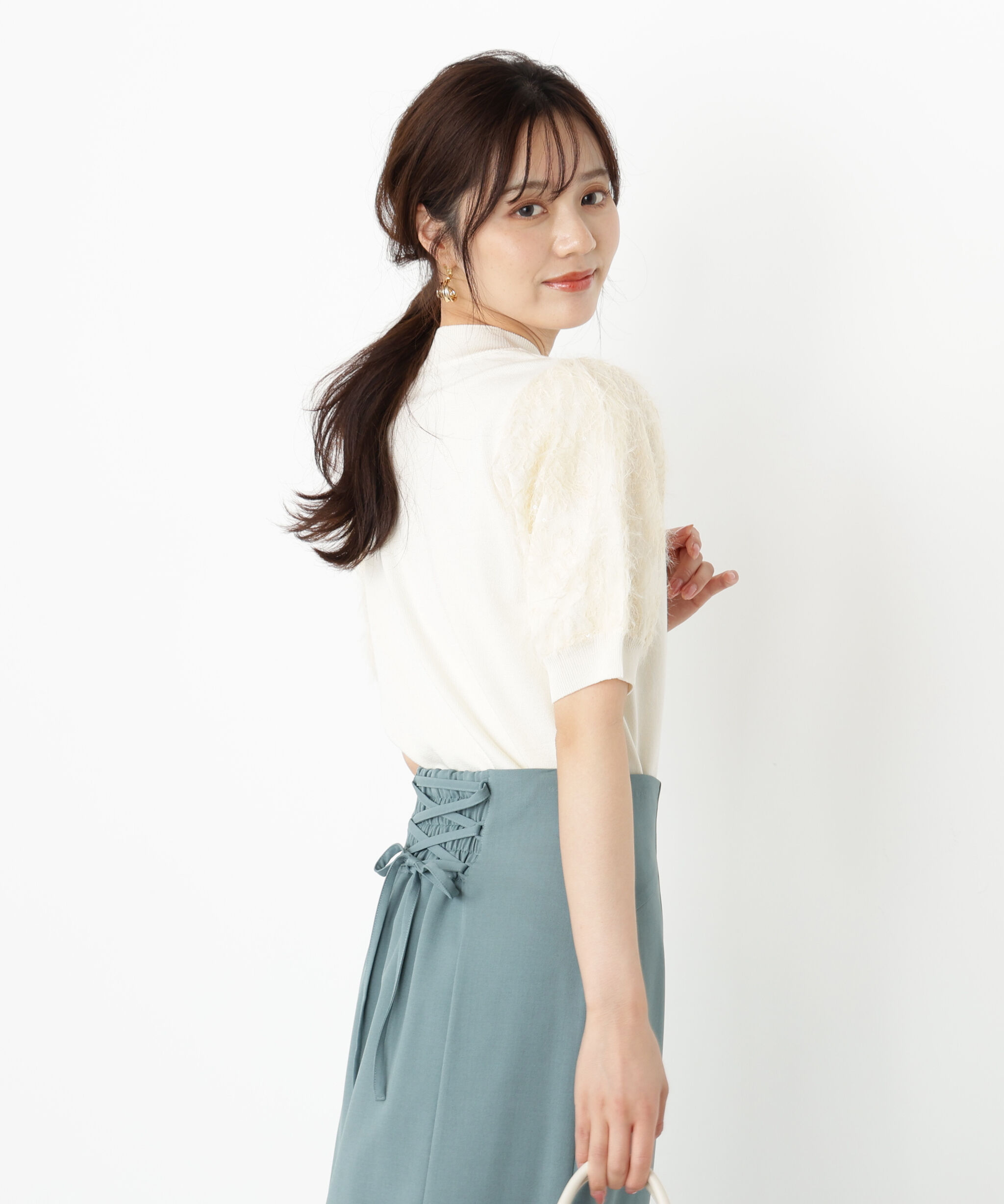 PROPORTION BODY DRESSING「レースドッキングスリーブニット 25AW」|ニット・セーター|