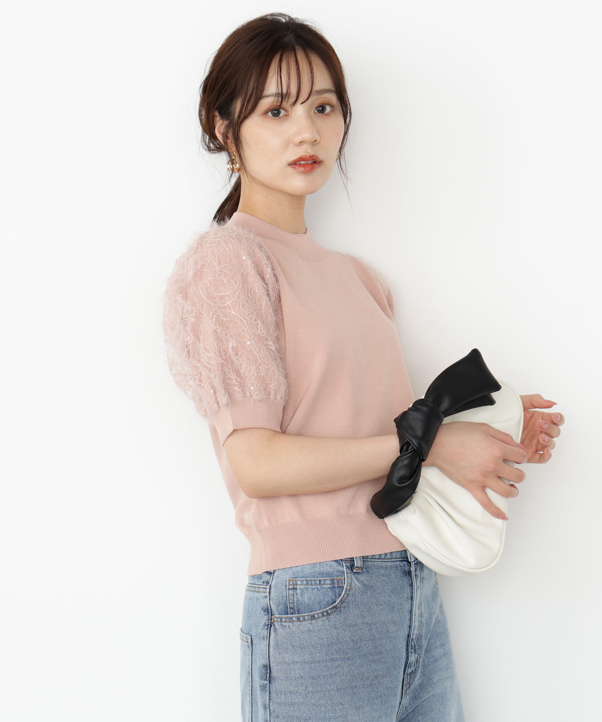 PROPORTION BODY DRESSING「レースドッキングスリーブニット 25AW」|ニット・セーター|