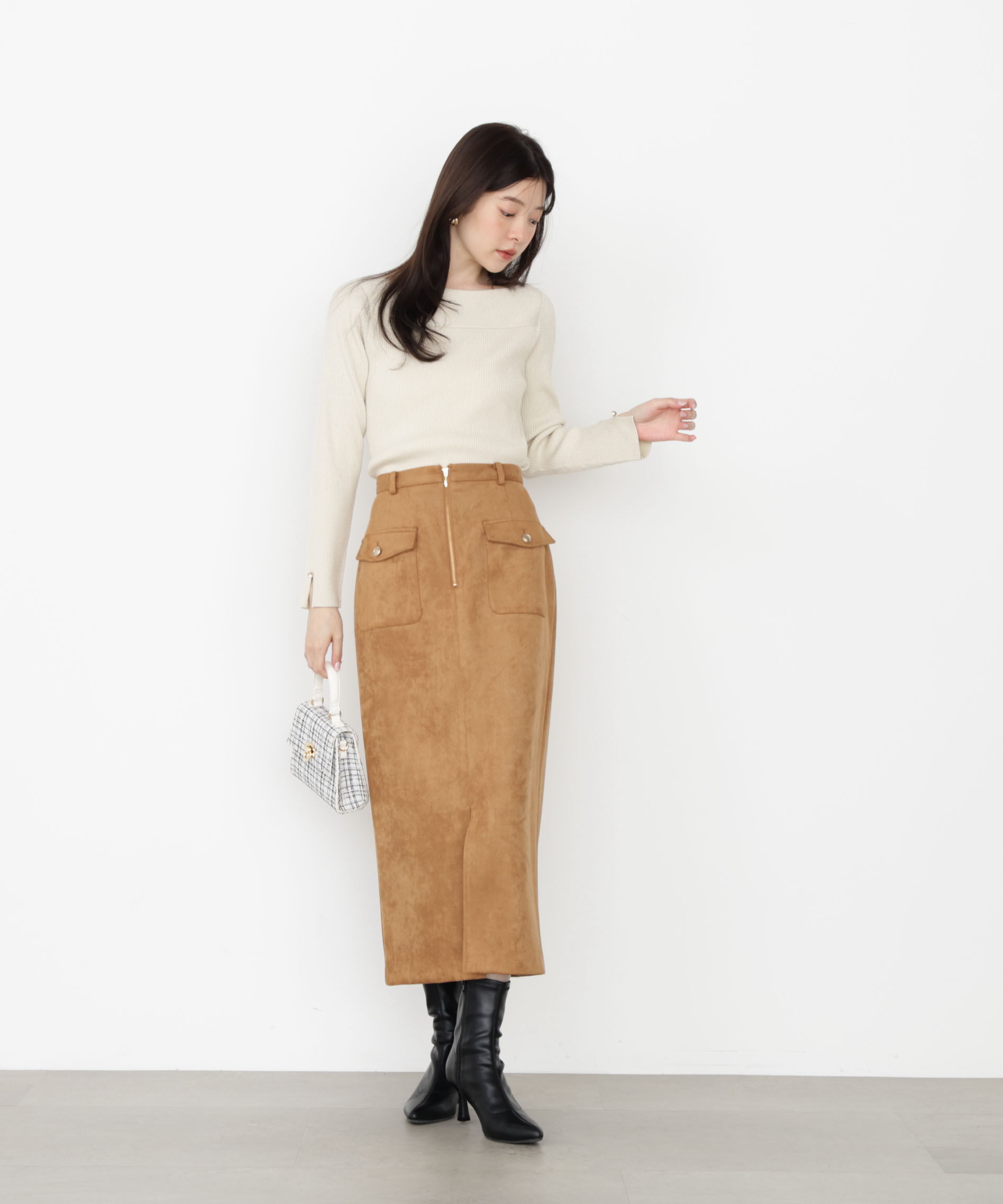 PROPORTION BODY DRESSING「ダンボールフェイクスエードタイトスカート 25AW」|スカート|