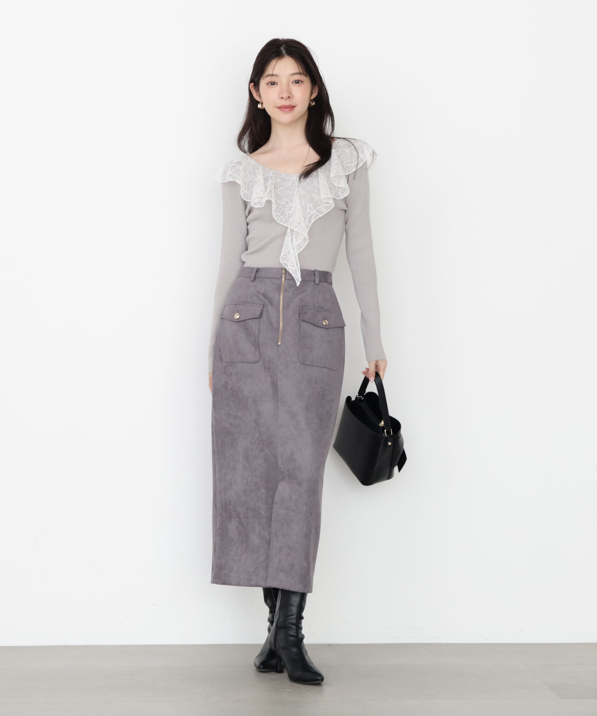 PROPORTION BODY DRESSING「ダンボールフェイクスエードタイトスカート 25AW」|スカート|