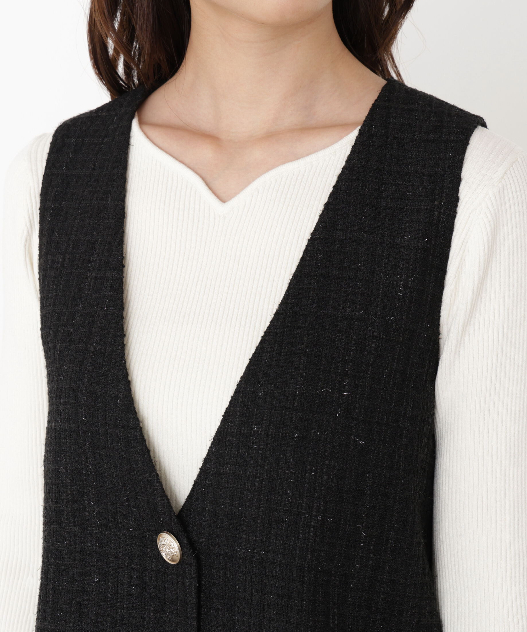 PROPORTION BODY DRESSING「ラメ釦ツイードミニジャンスカ 25AW」|ワンピース|