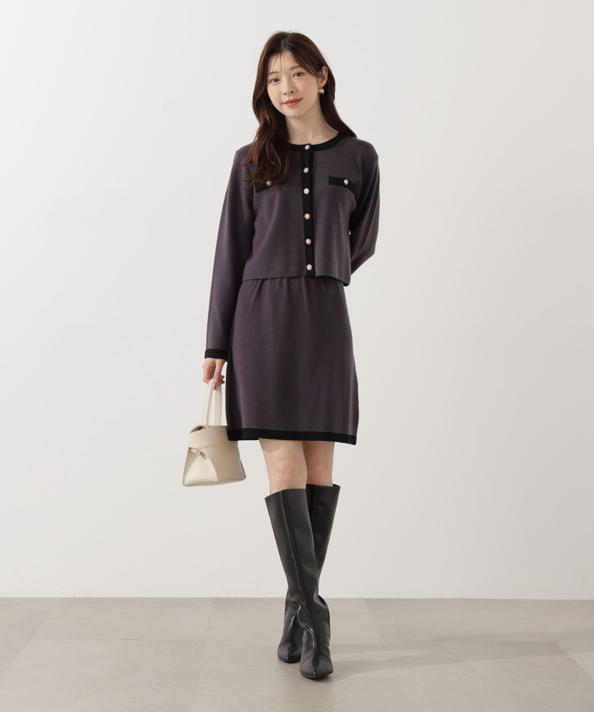 PROPORTION BODY DRESSING「ニットミニスカート」|スカート|チャコール&times;  2