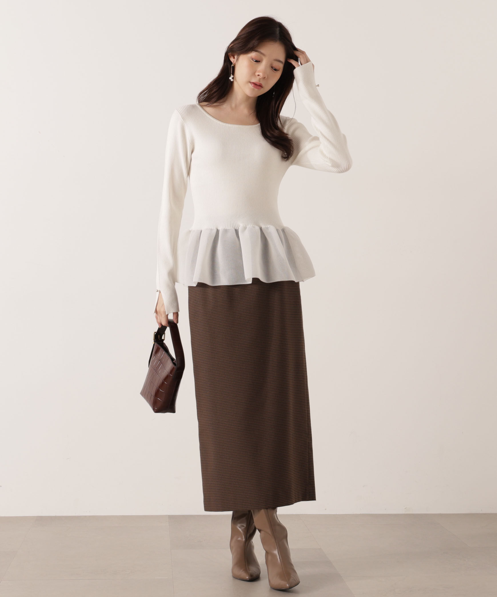 PROPORTION BODY DRESSING「ギンガムナロータイトスカート 25AW」|スカート|