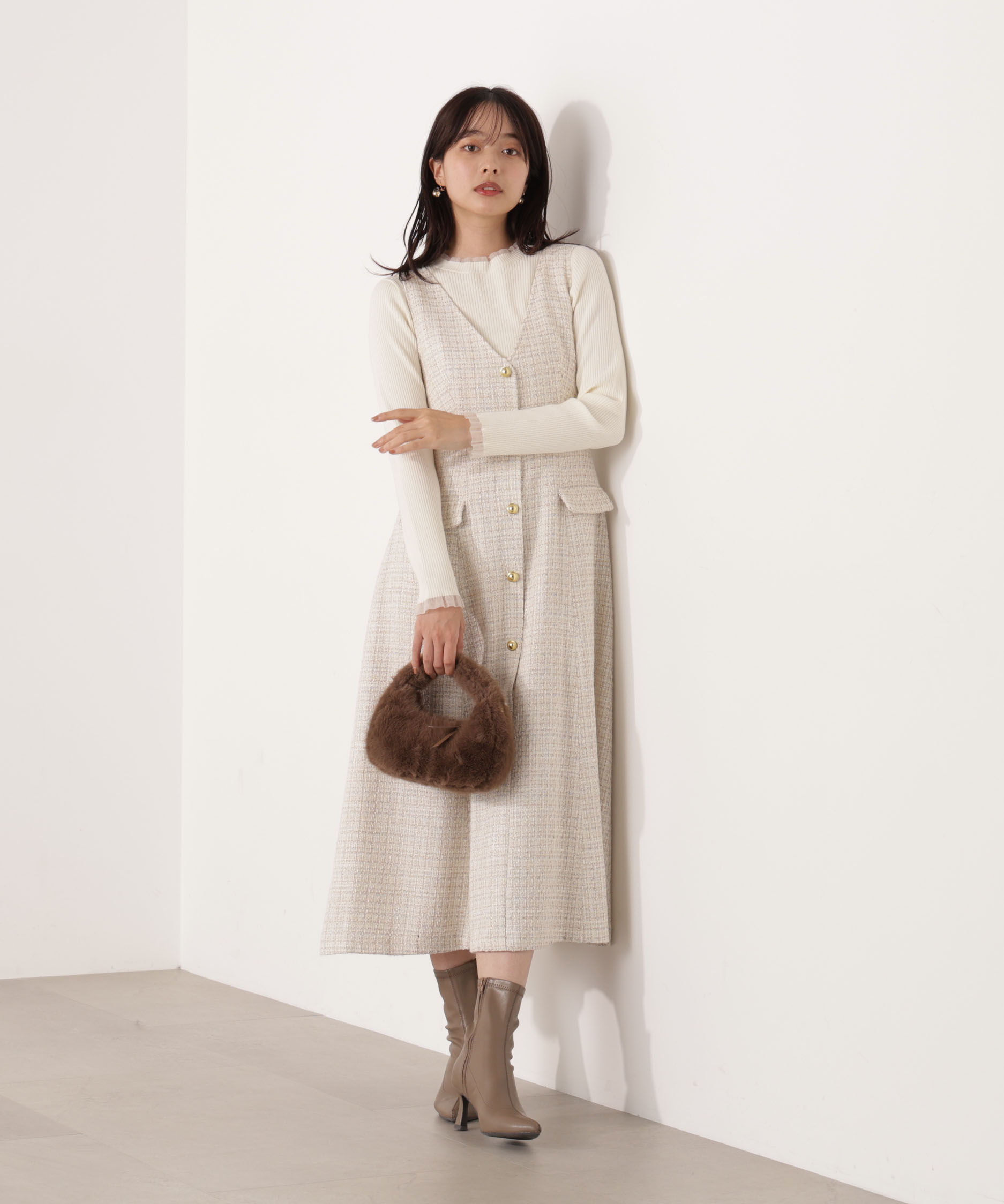 PROPORTION BODY DRESSING「ミックスツイードロングジャンスカ  25AW」|ワンピース|