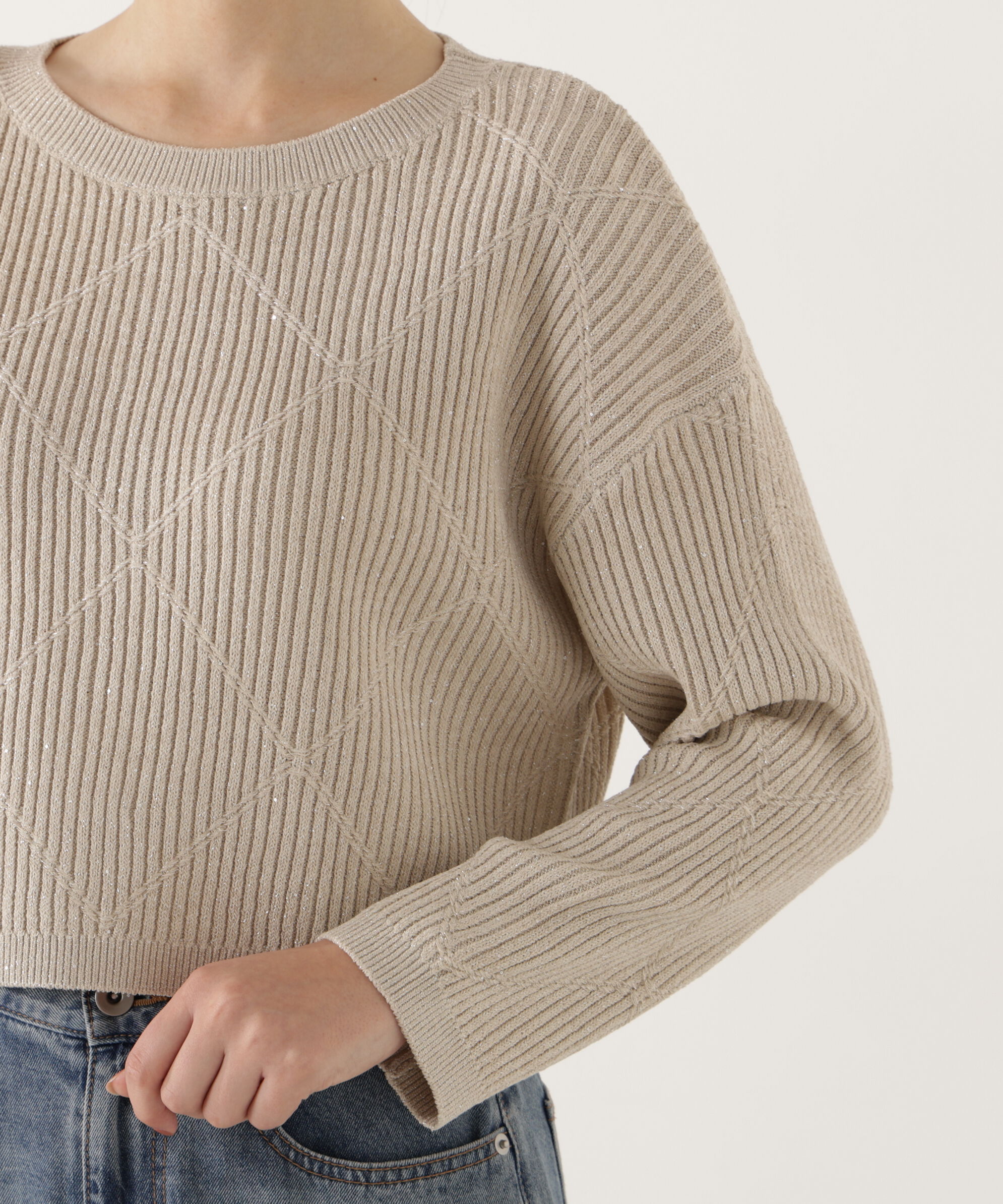 PROPORTION BODY DRESSING「ラメ入りアイレットボクシーニット」|ニット・セーター|