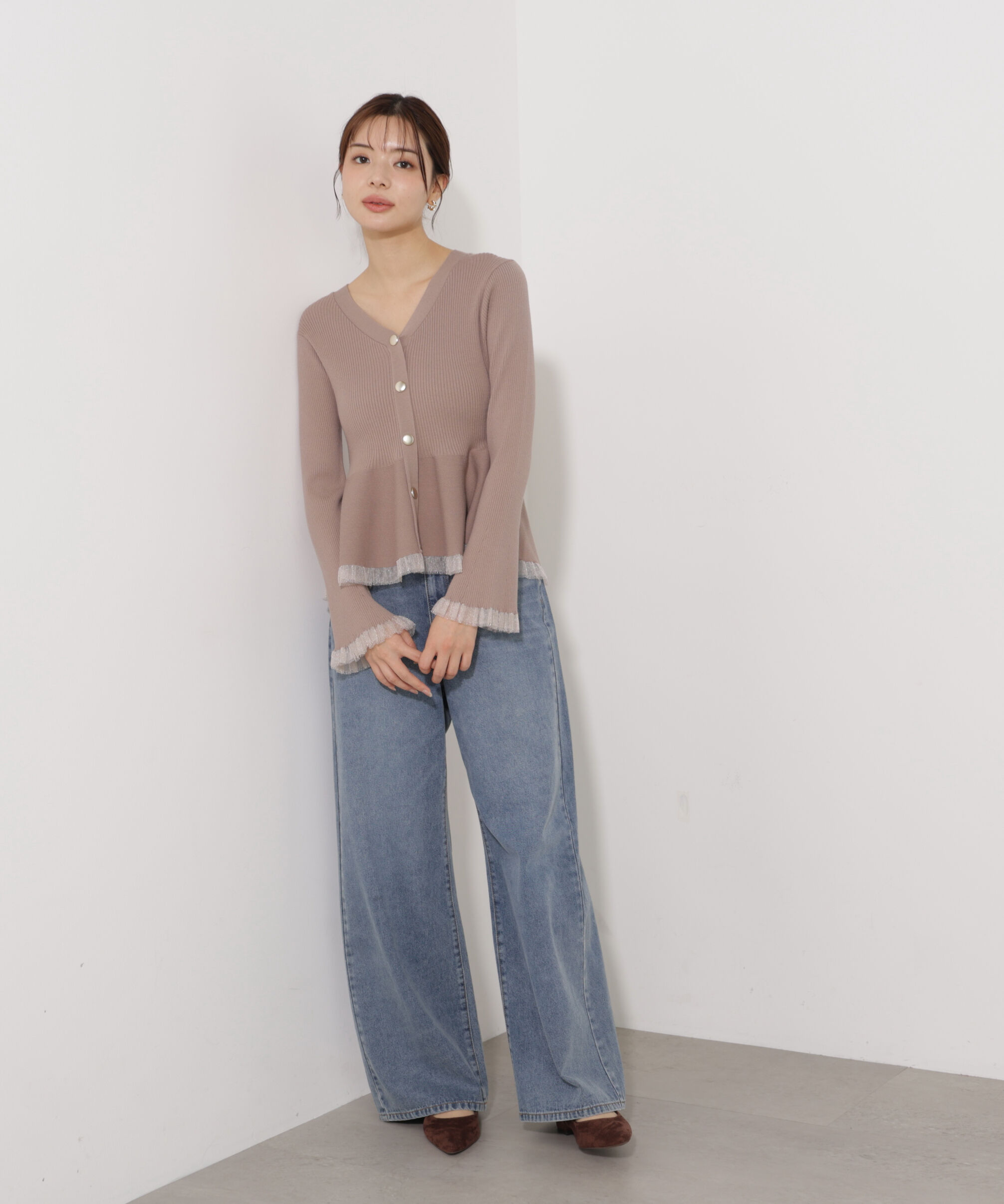 PROPORTION BODY DRESSING「シアー切替ペプラムニット」|ニット・セーター|