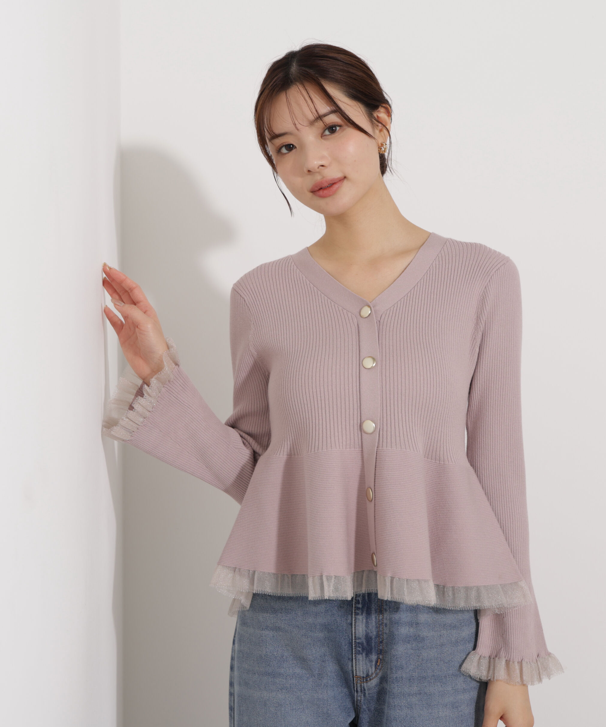 PROPORTION BODY DRESSING「シアー切替ペプラムニット」|ニット・セーター|