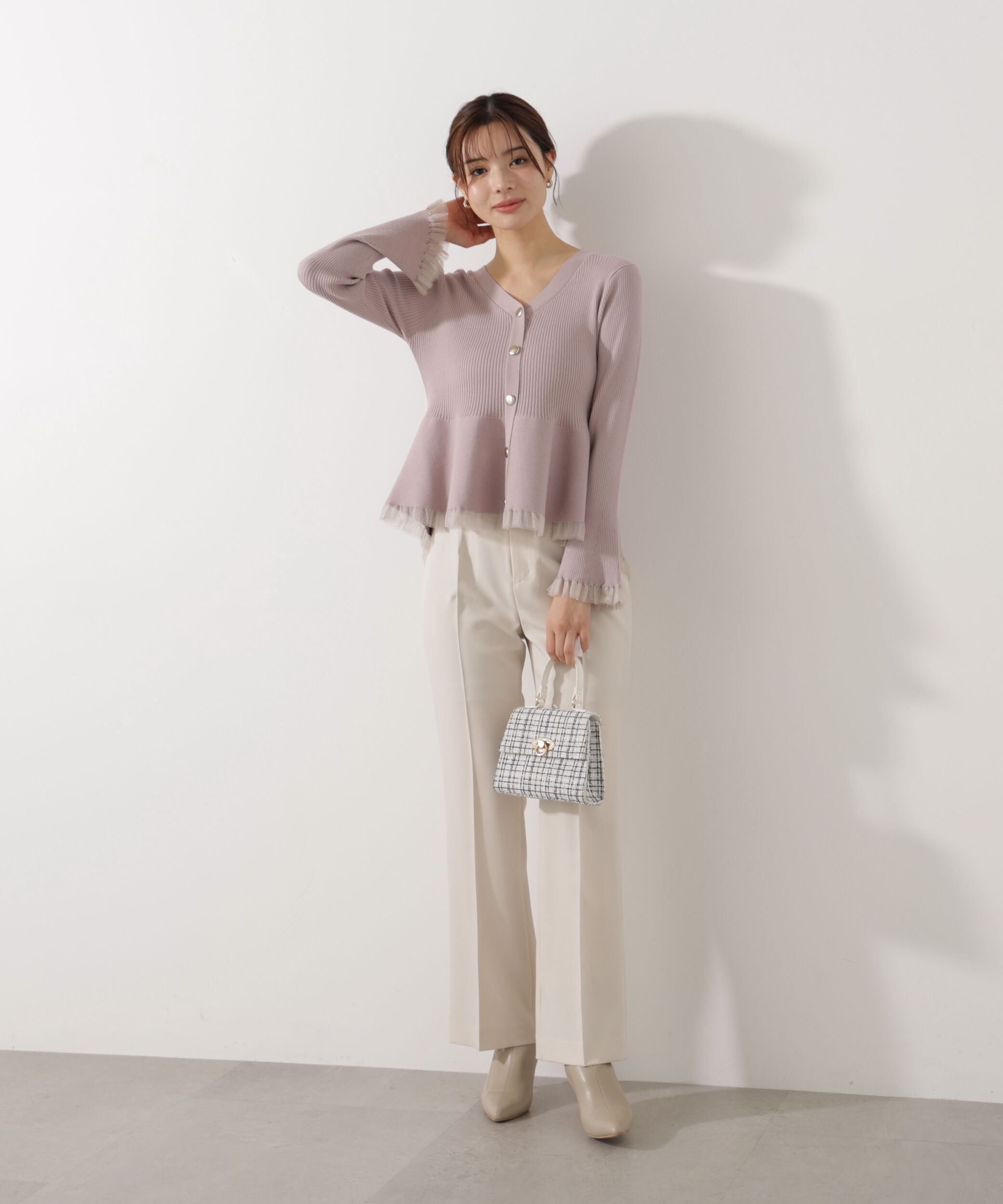 PROPORTION BODY DRESSING「シアー切替ペプラムニット」|ニット・セーター|